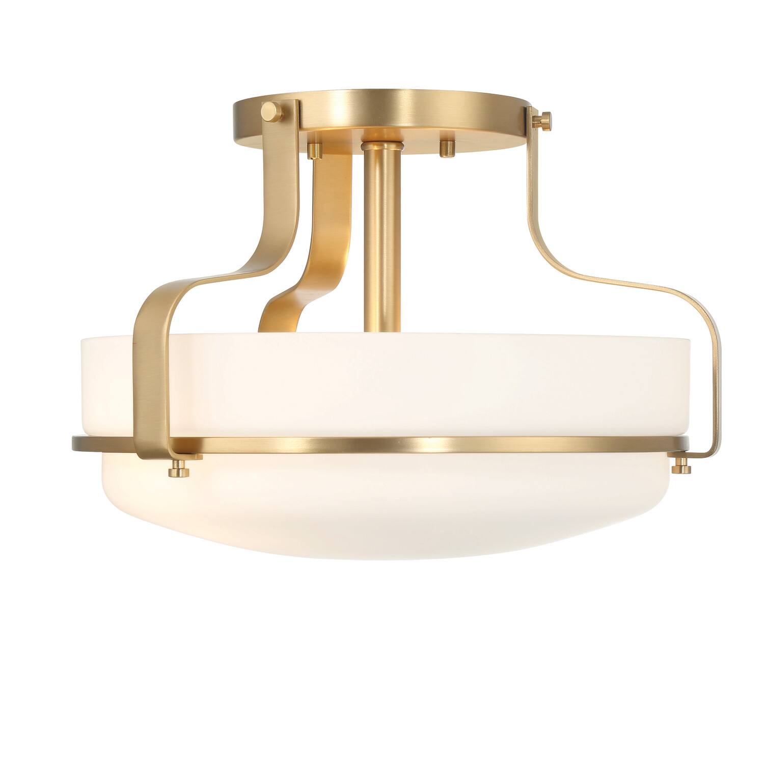 Hello Honey® Chatsworth White & Gold Etched Opal Glass & Metal Semi-Flush Mount Ceiling Light