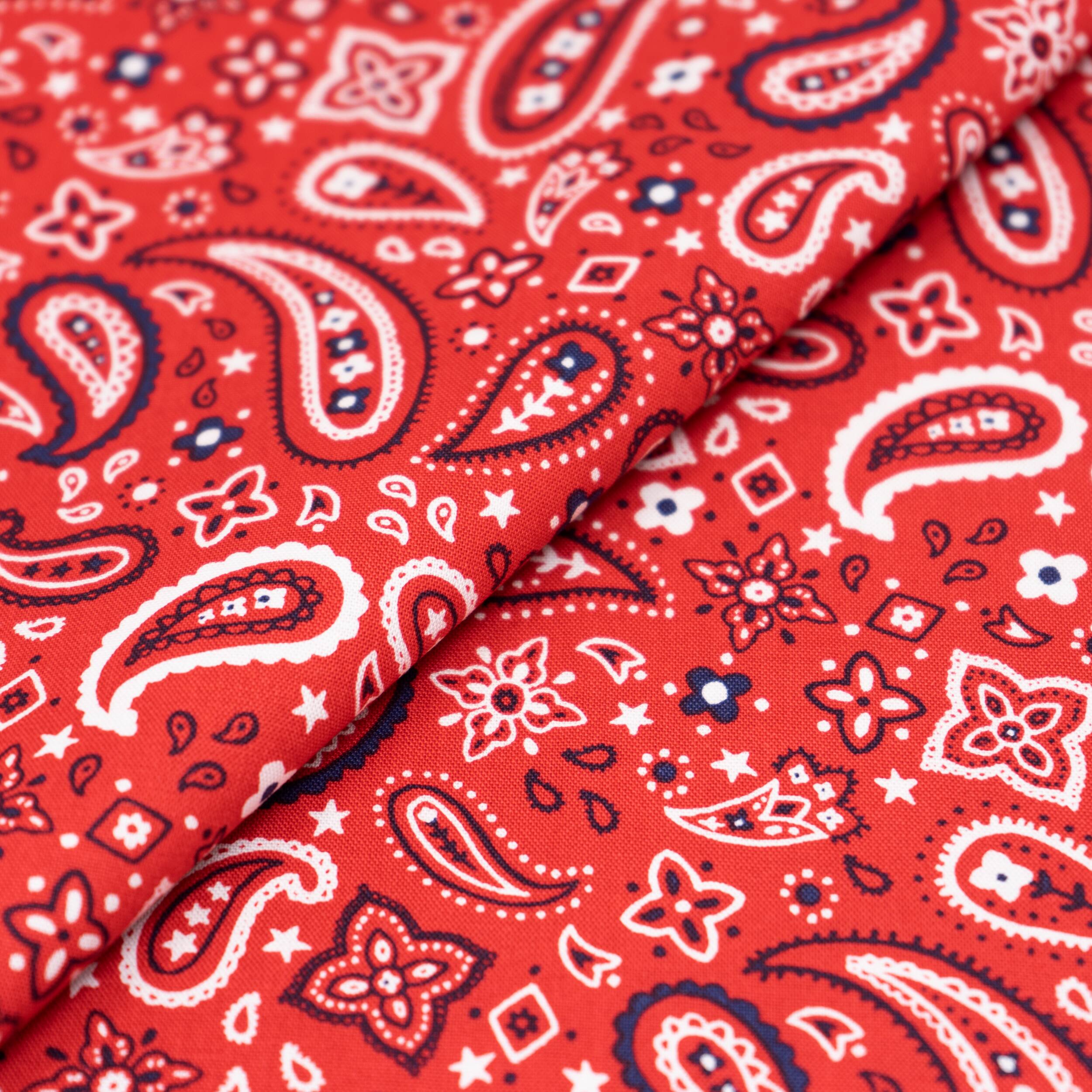 SINGER Patriotic Red Paisley Cotton Fabric