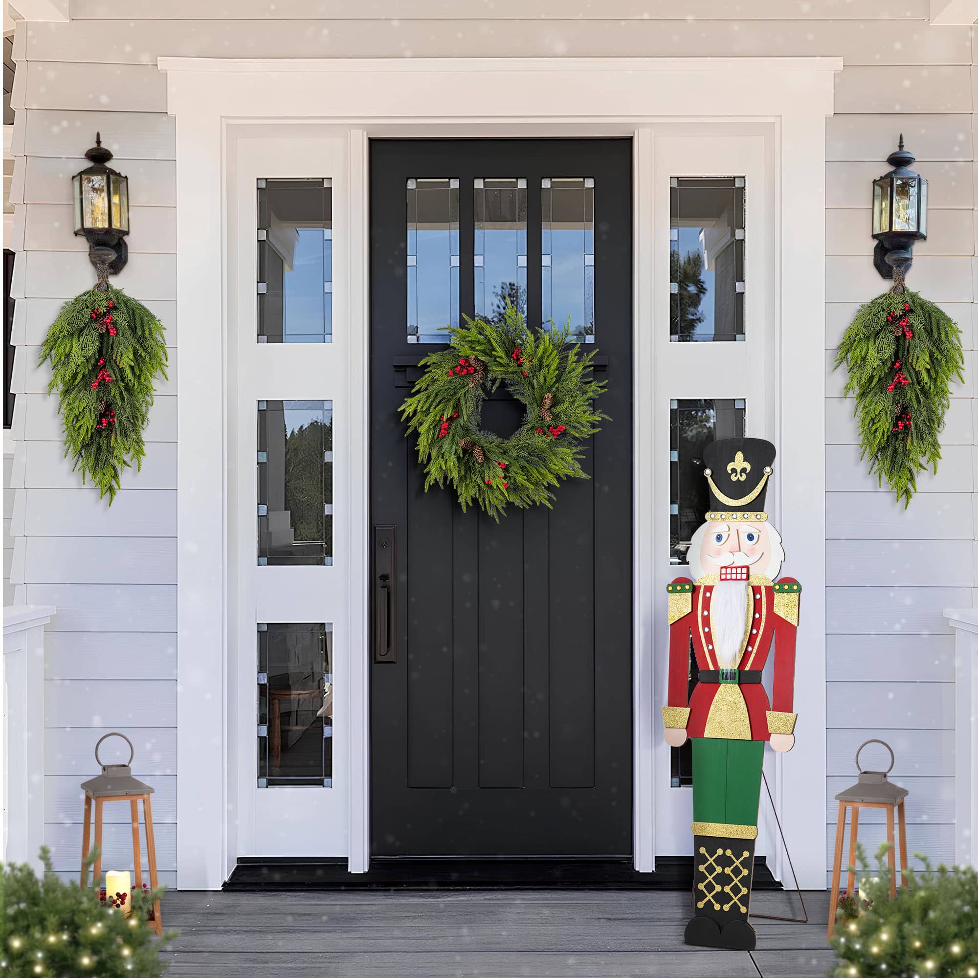 Glitzhome&#xAE; 60&#x22; Christmas Wooden Traditional Nutcracker Porch Decor