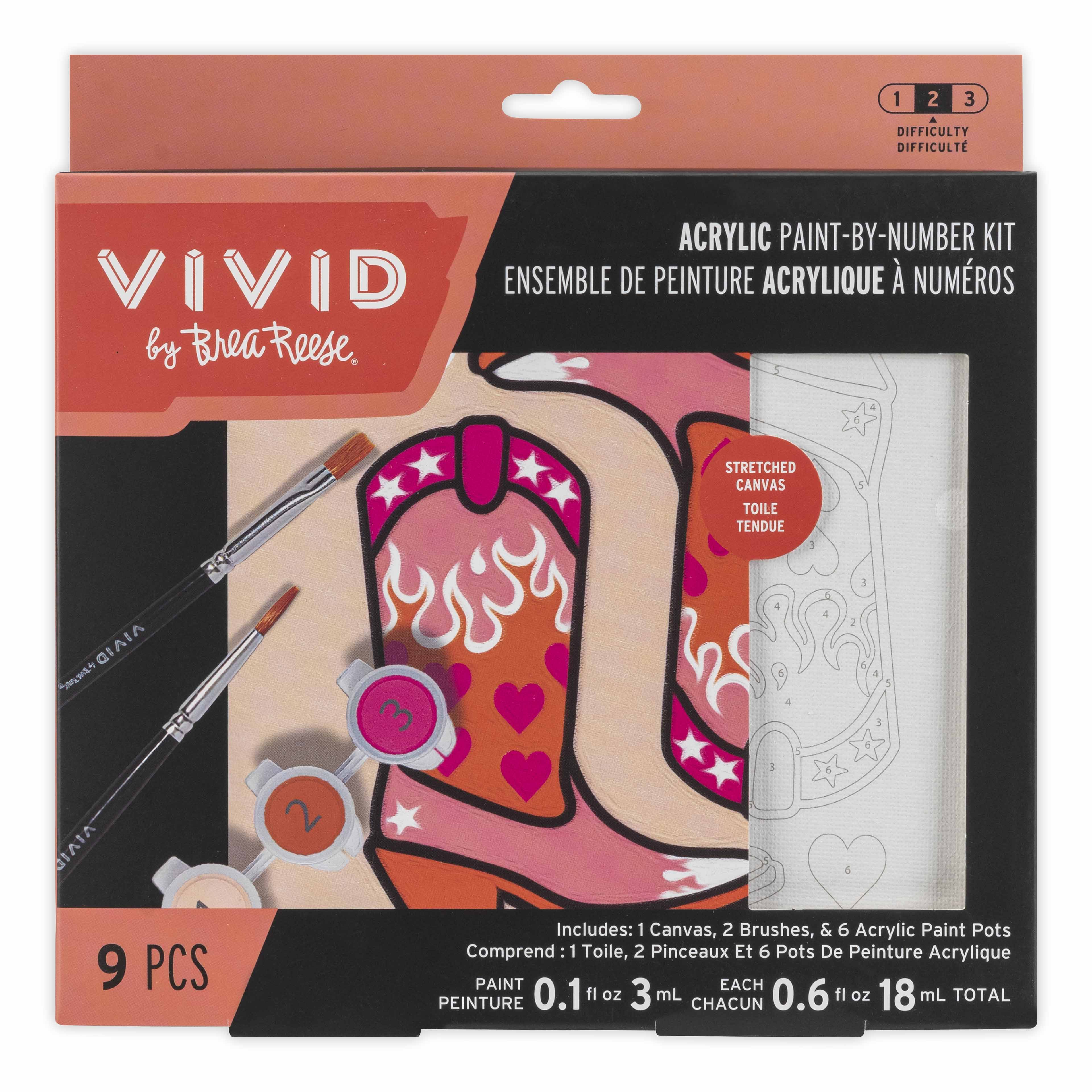 VIVID by Brea Reese&#xAE; Cowboy Boots Acrylic Paint-by-Number Kit