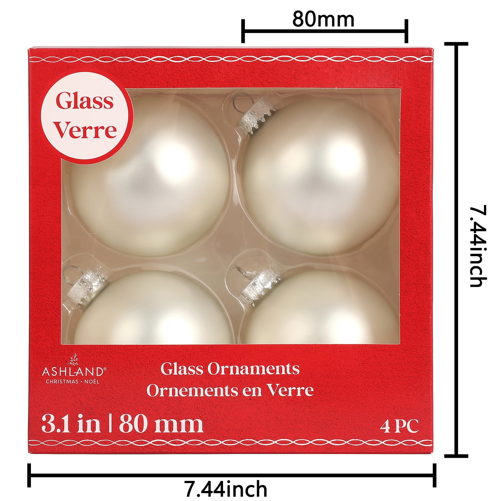 4 Pack 3.1&#x22; Satin Glass Ball Ornaments by Ashland&#xAE;