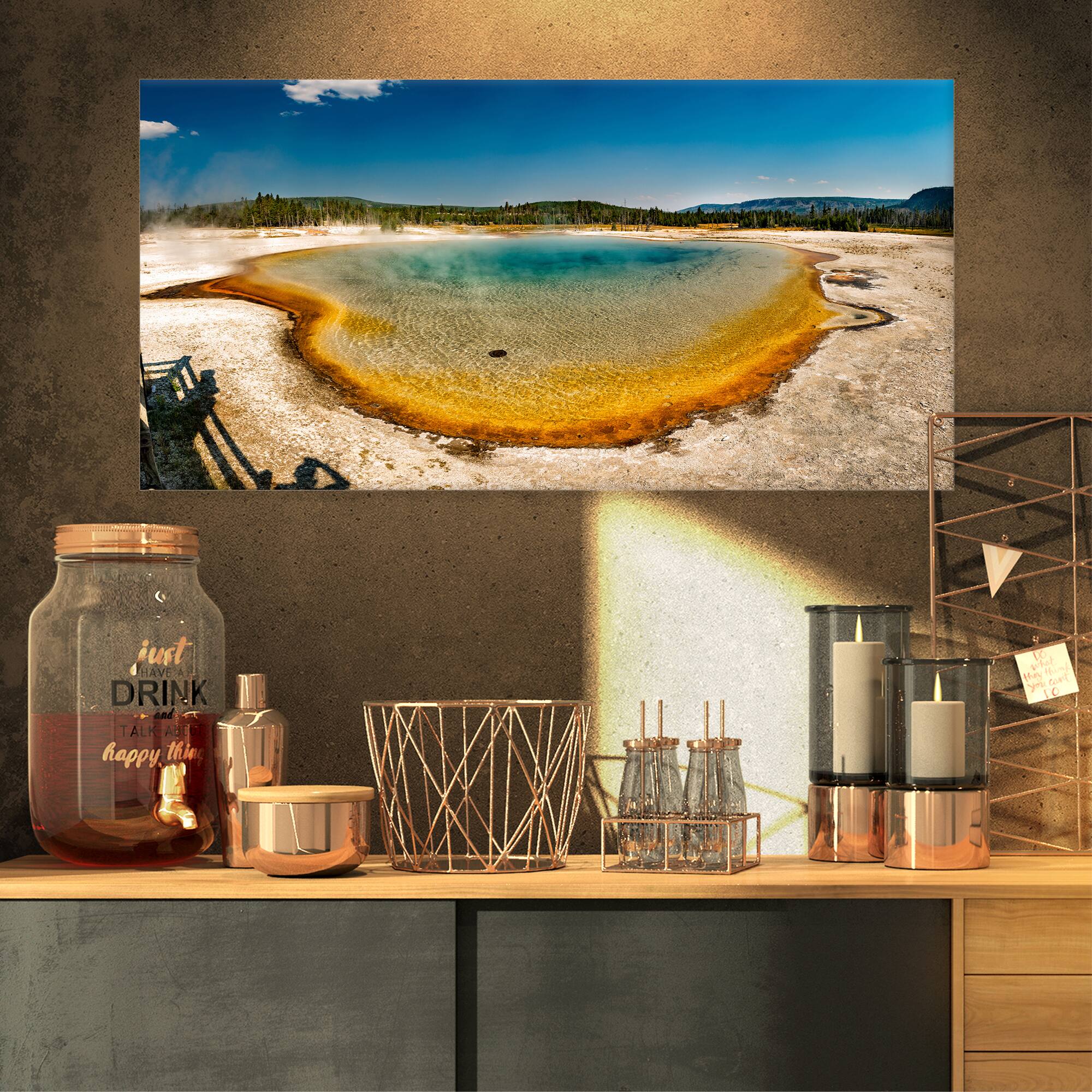 Designart - Yellowstone Heat Pool Panorama - Landscape Print Wall Artwork