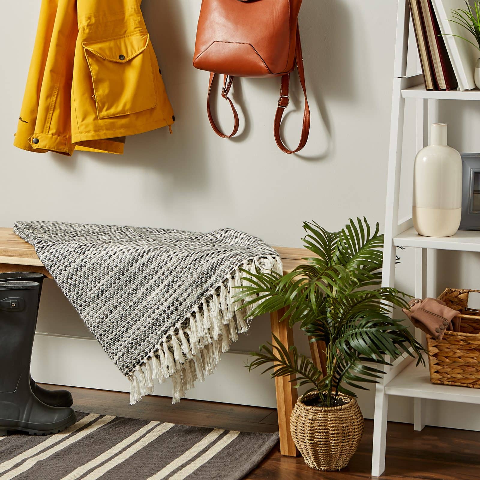 DII® Gray Tone Diagonal Stripe Acrylic Throw