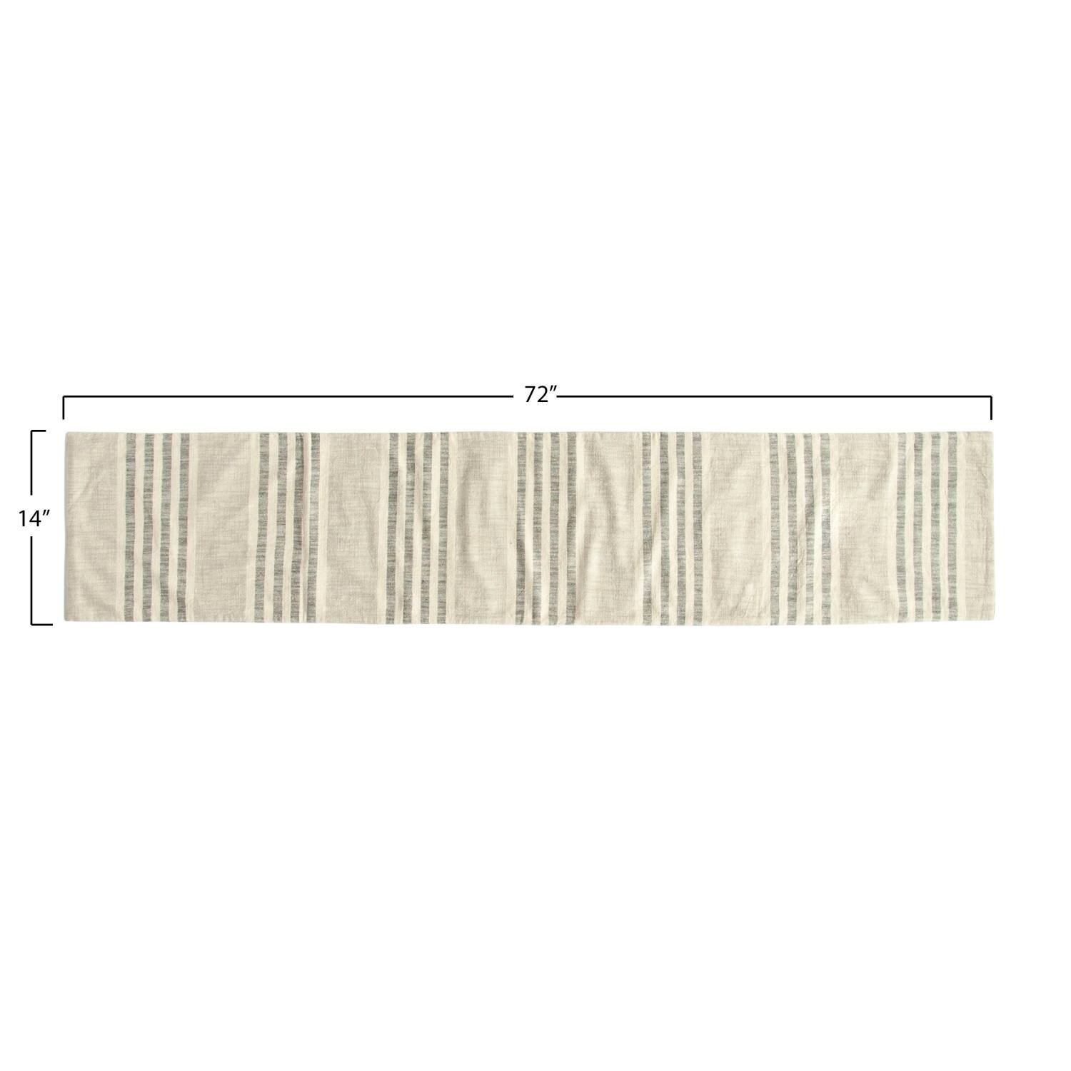 72&#x22; Gray Stripes Cotton Woven Table Runner