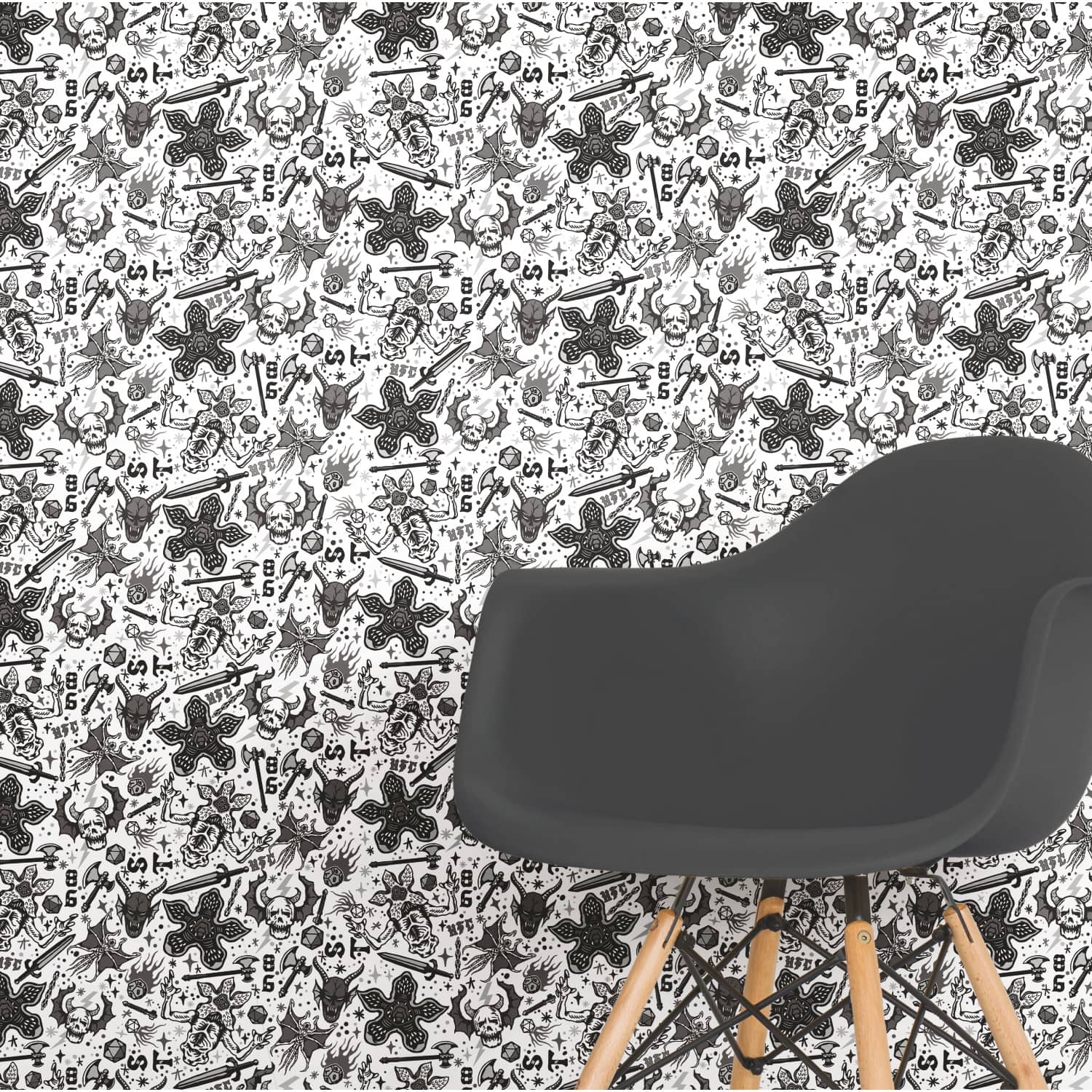 RoomMates Stranger Things Hellfire Club Black Peel & Stick Wallpaper