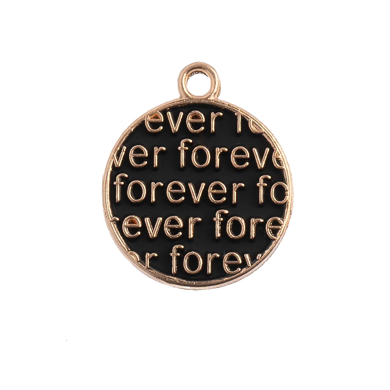 John Bead Sweet & Petite Black Round with Words Charms, 10ct.