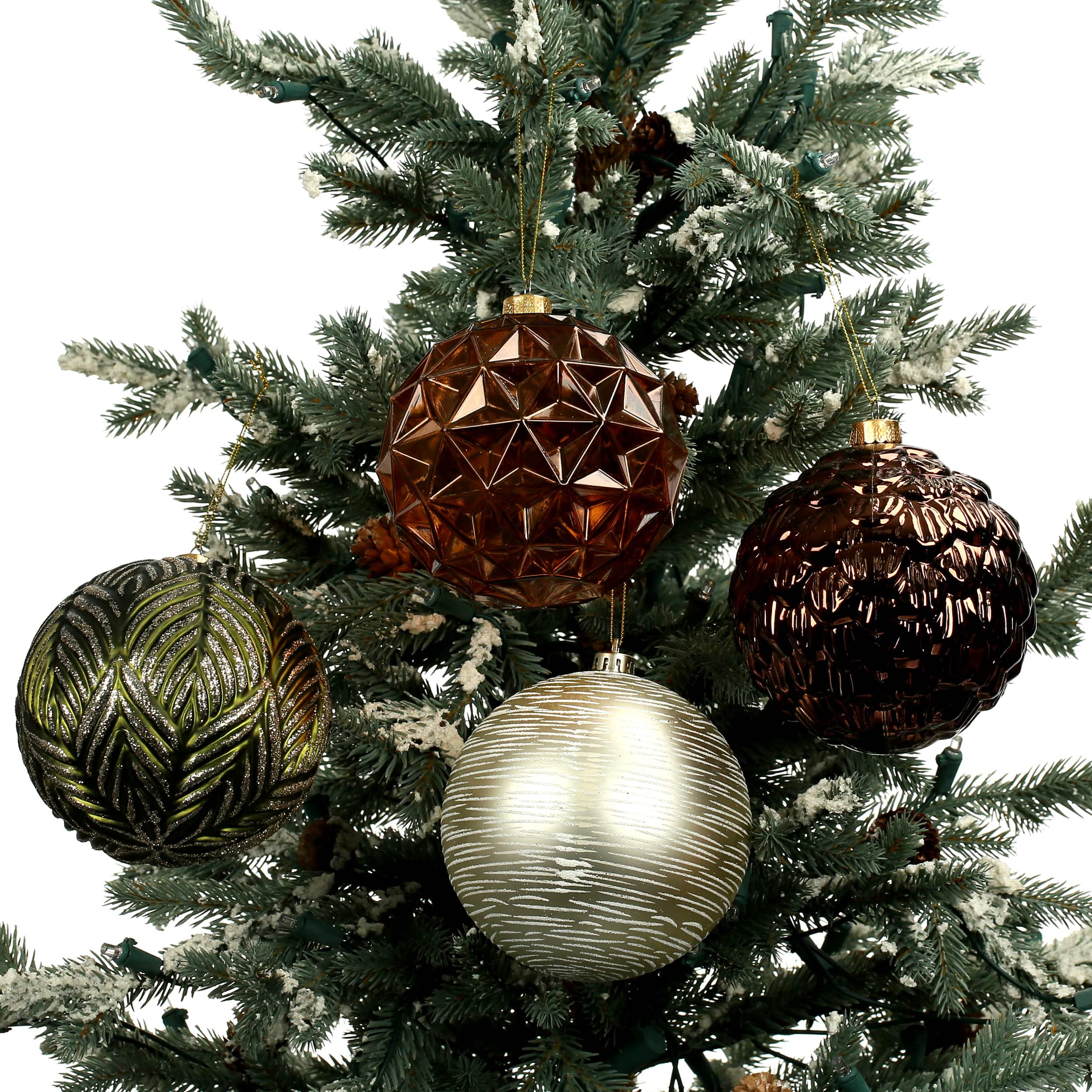 Assorted 4.7&#x22; Gold &#x26; Black Textured Shatterproof Ball Ornaments, 4pc. by Ashland&#xAE;