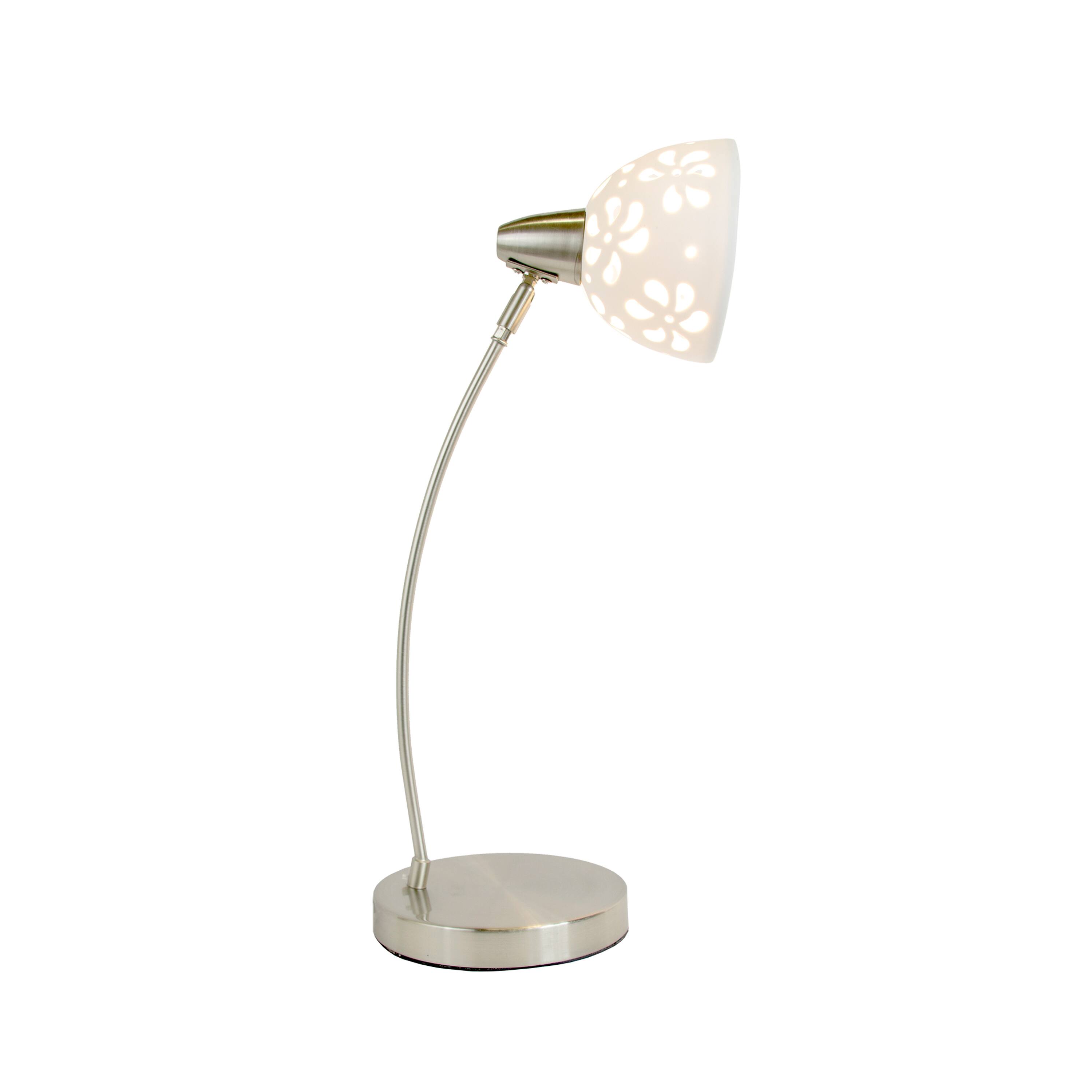 Simple Designs™ 20" Brushed Nickel Desk Lamp with White Porcelain Flower Shade
