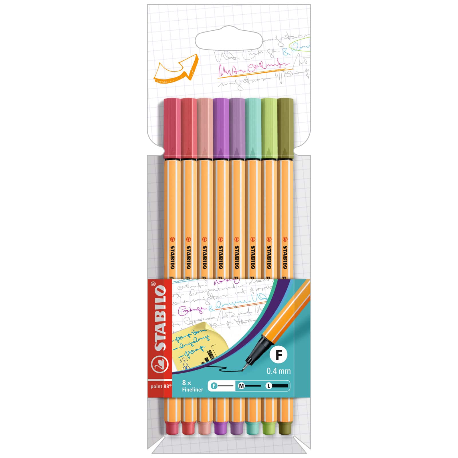 Wallet of 8 Assorted Pastel Colours Stabilo Point 88 Fineliner 88/8-01 