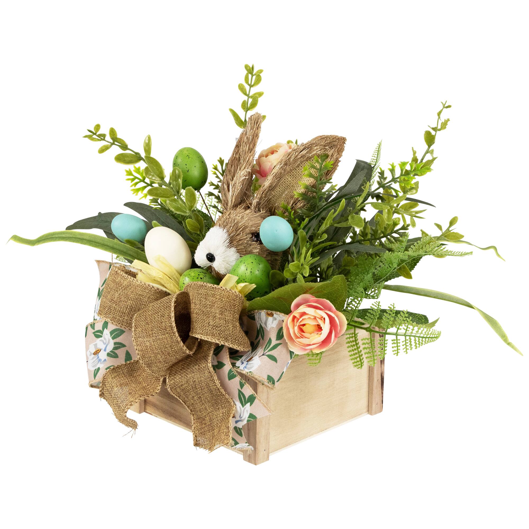 12&#x22; Boxed Floral Arrangement with Bunny Easter Decoration
