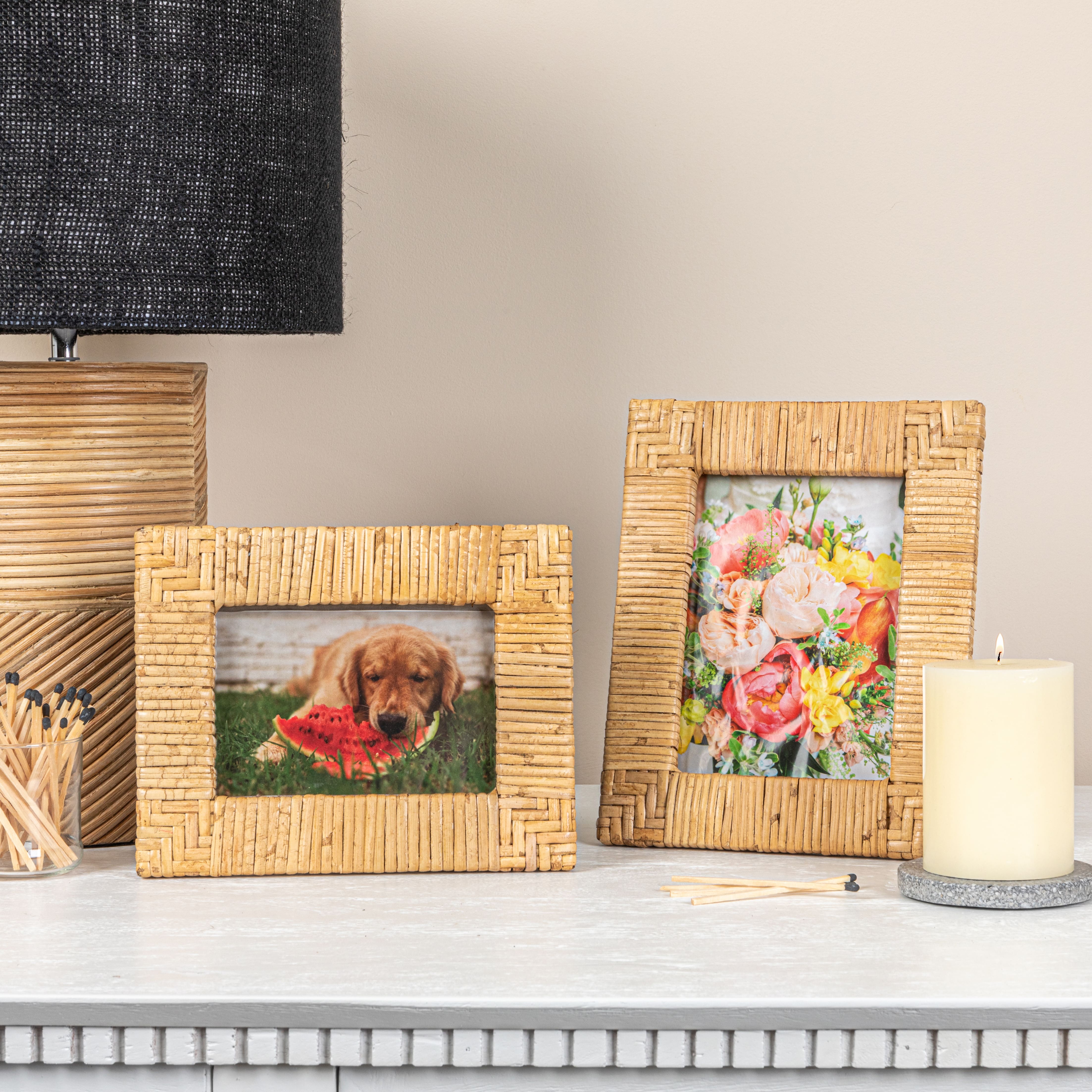 Hello Honey&#xAE; Natural Handwoven Rattan Photo Frame