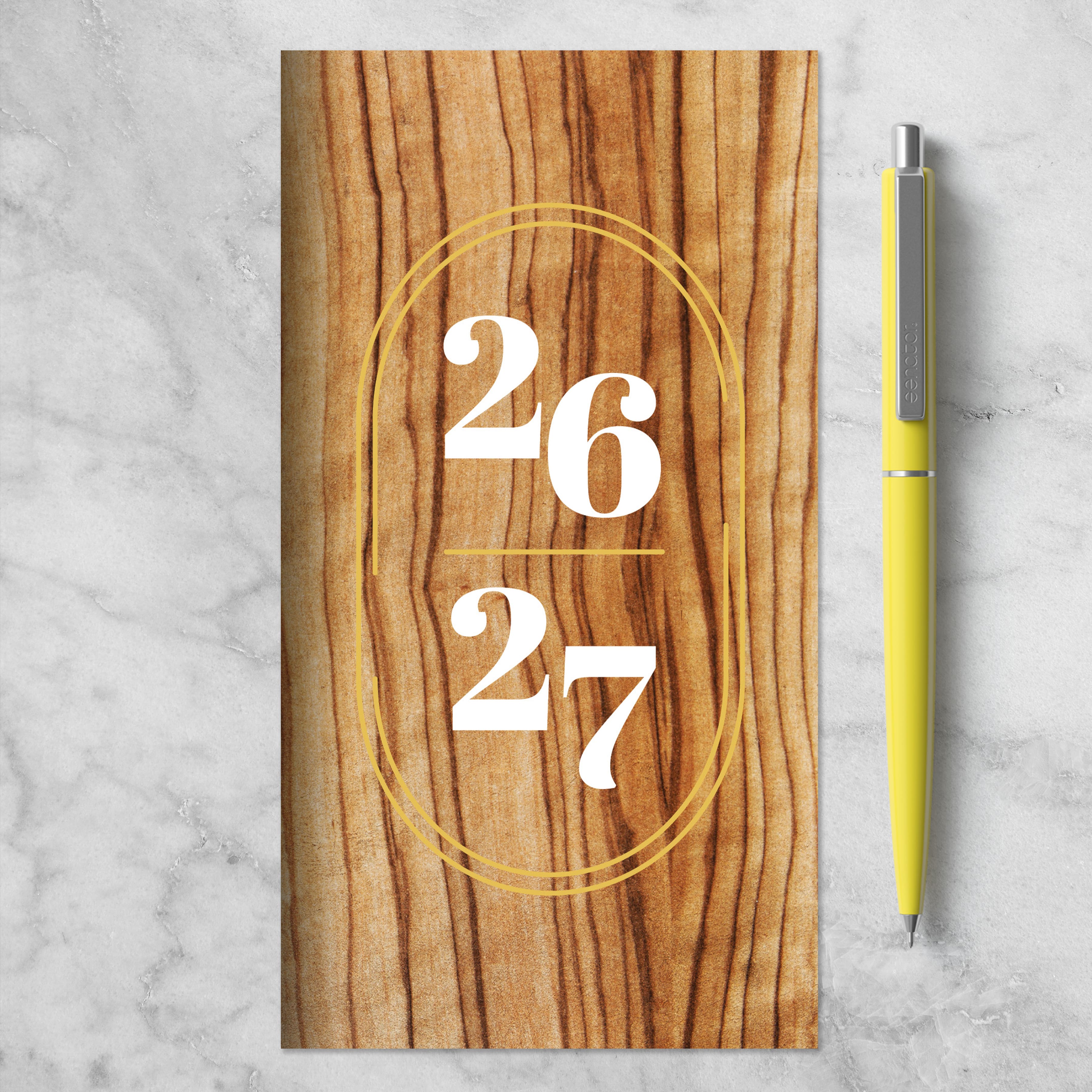 2026-2027 Classic Oak Small Monthly Pocket Planner