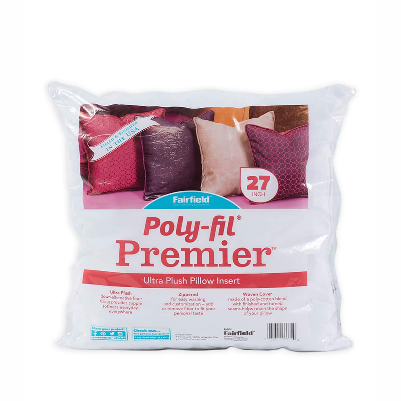 Poly-Fil® Premier™ 6ct. Ultra Plush Pillow Inserts, 27" x 27"