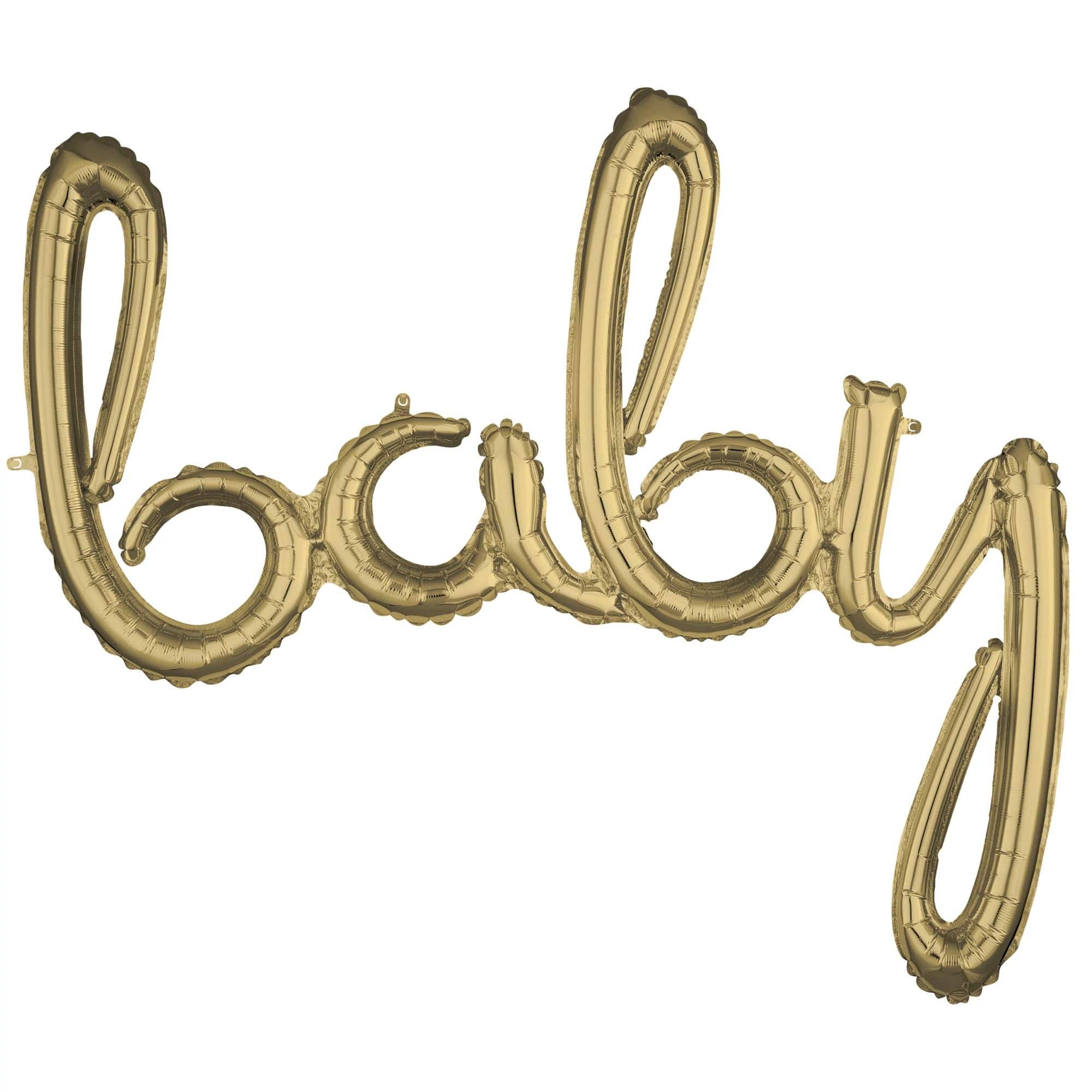 39" White Gold Baby Script Foil Balloon