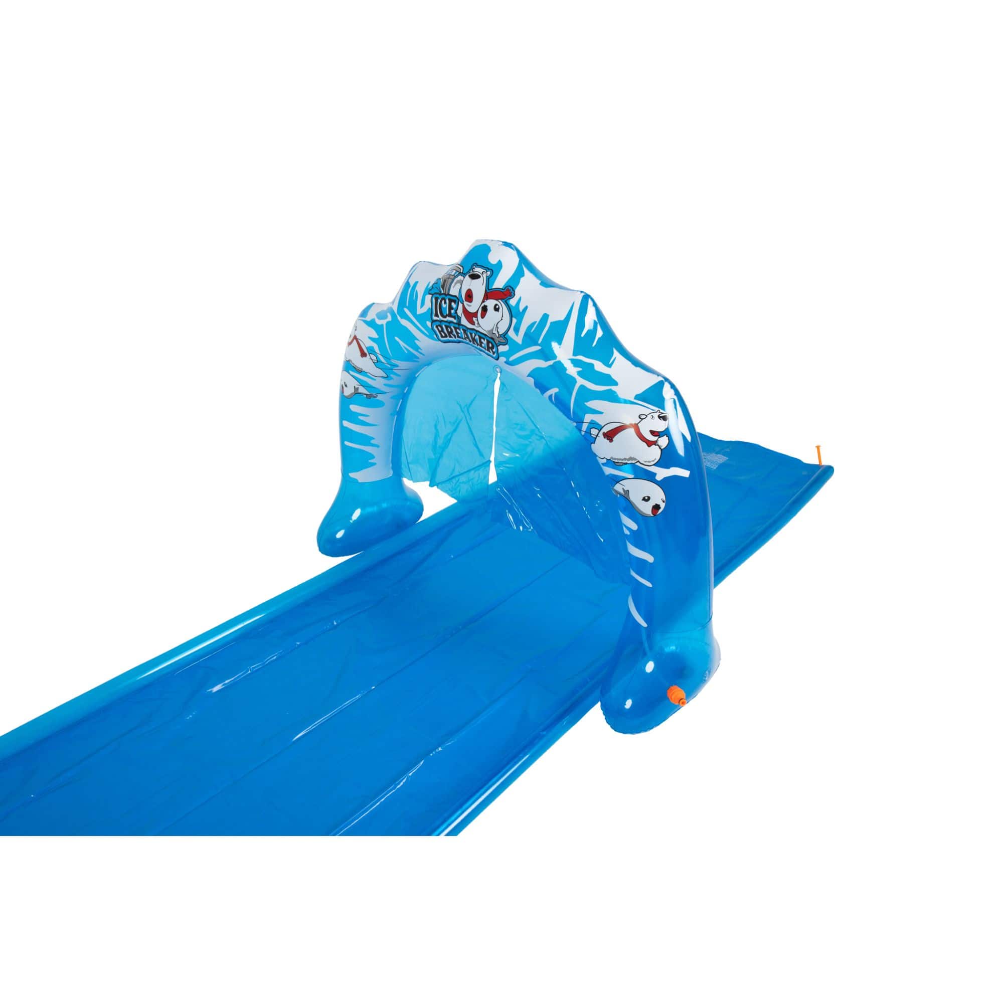 Pool Central 16ft. Blue &#x26; White Inflatable Ice Breaker Lawn Water Slide