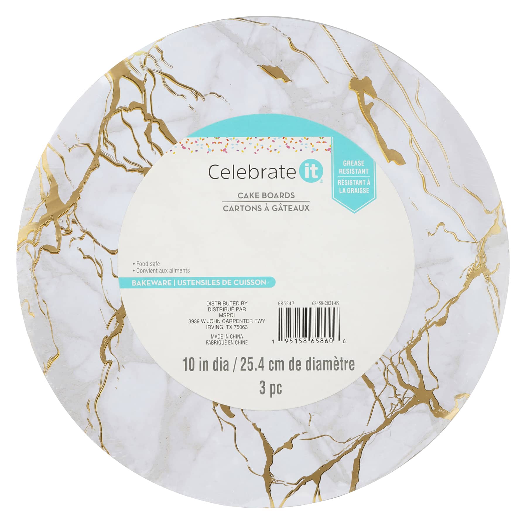 12 Packs: 3 ct. (36 total) 10&#x22; Gold Marble Cake Boards by Celebrate It&#xAE;