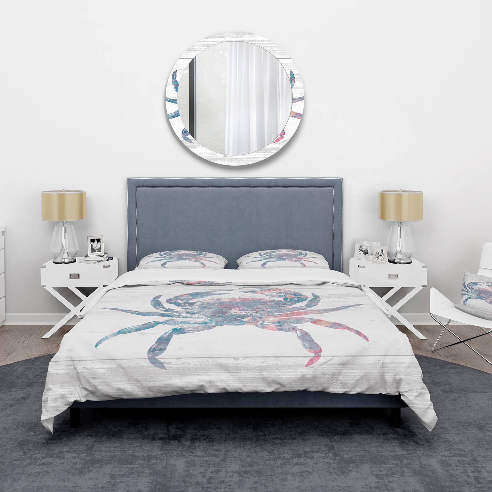 Designart &#x27;Pink Crab Ocean Life&#x27; Coastal Bedding Set - Duvet Cover &#x26; Shams