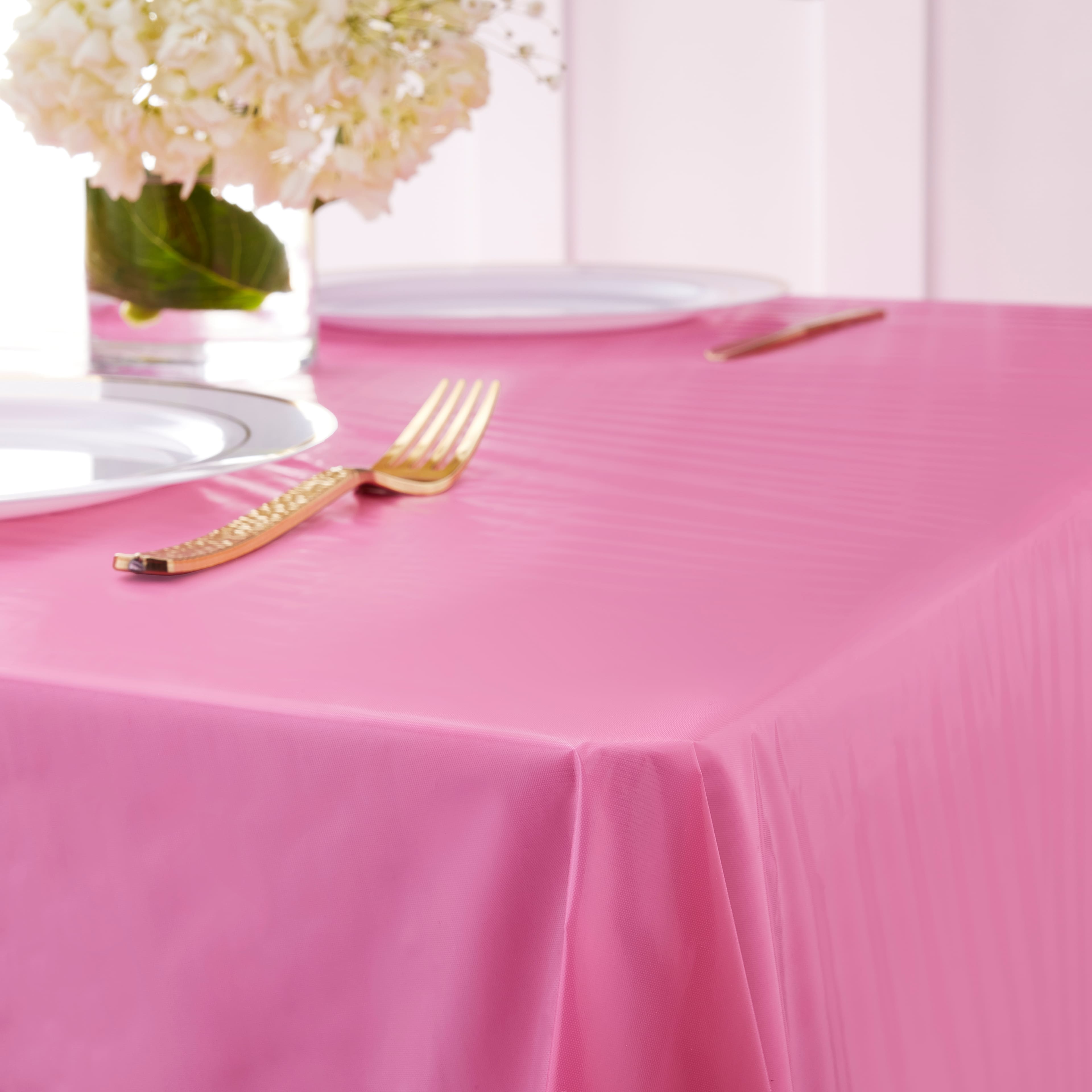 12 Pack: 108&#x22; Pink Plastic Table Cover by Celebrate It&#x2122;