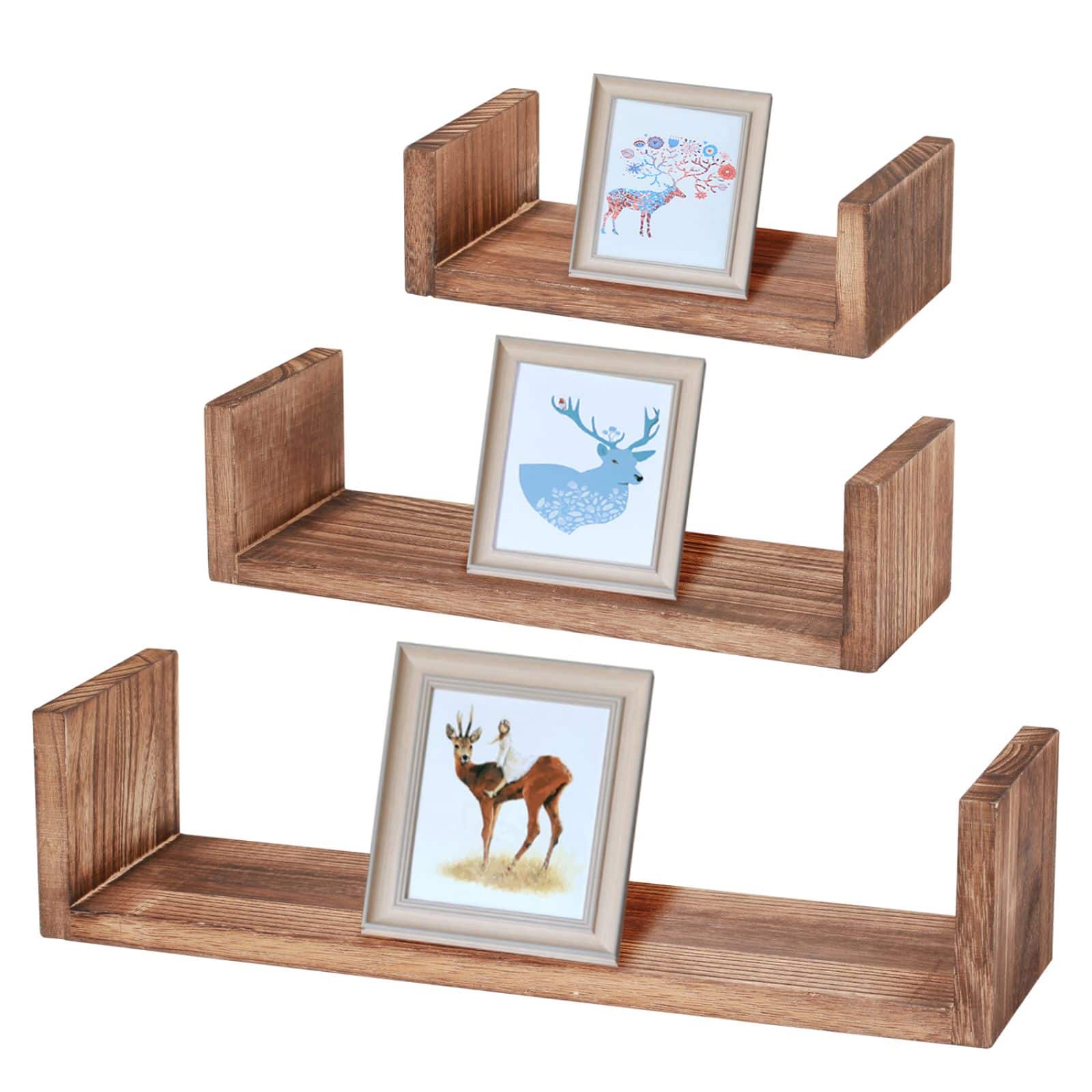 NEX™ Brown Wood Floating Shelves Set