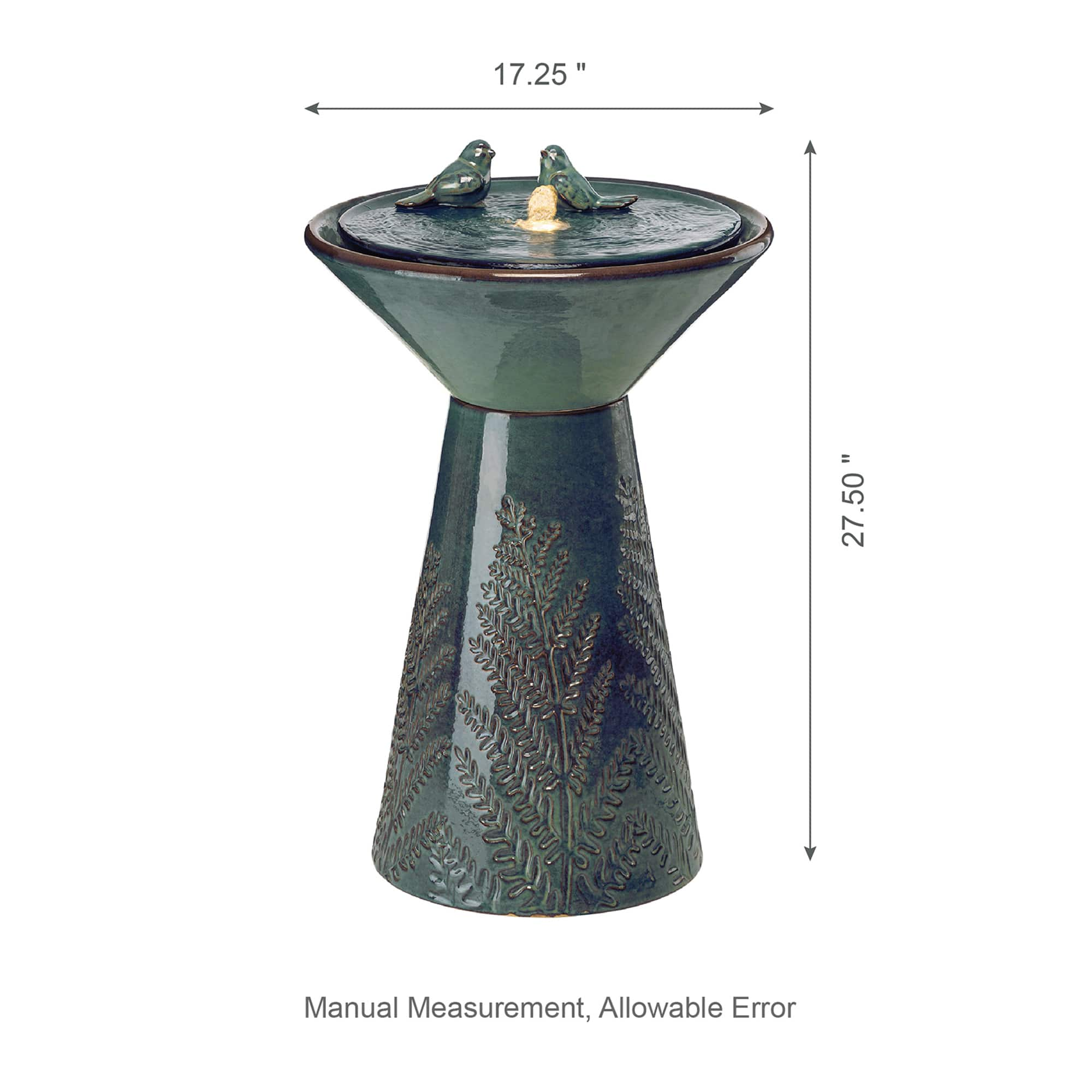 Glitzhome&#xAE; 27.5&#x22; LED Bird Pedestal Ceramic Fountain