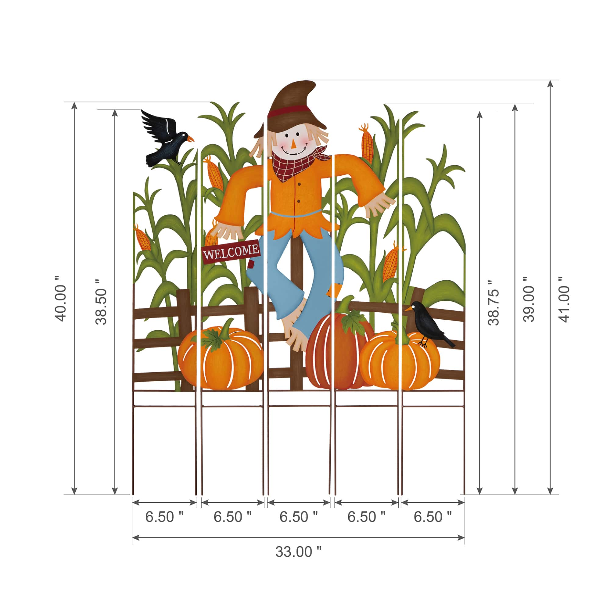 Glitzhome&#xAE; 41.5&#x22; Fall Scarecrow &#x26; Corn Combo Metal Yard Stake