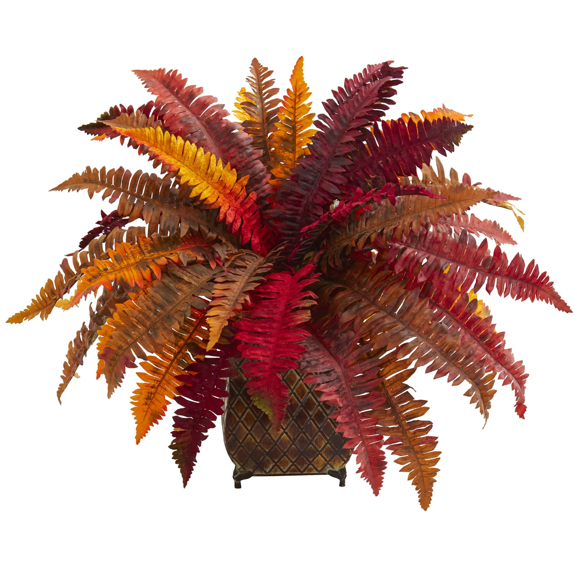 18&#x22; Autumn Boston Fern in Metal Planter