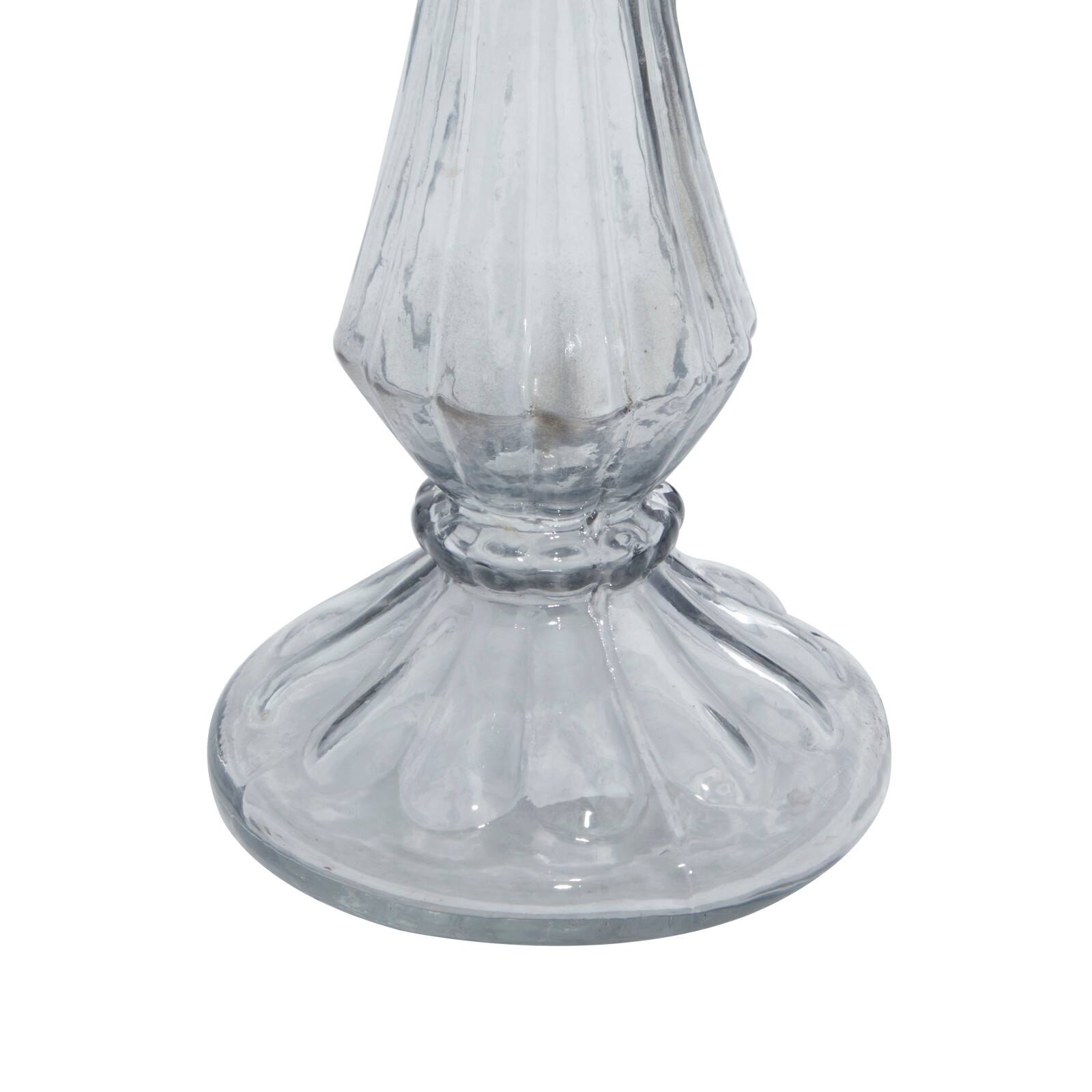 21&#x22; Black Glass Traditional Candle Holder