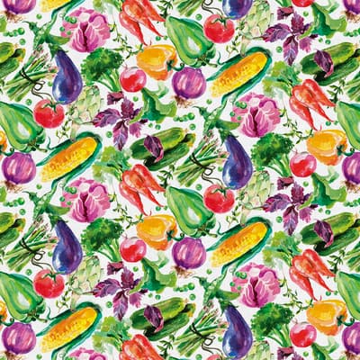 Fabric Editions White Veggie Garden Cotton Fabric | Michaels