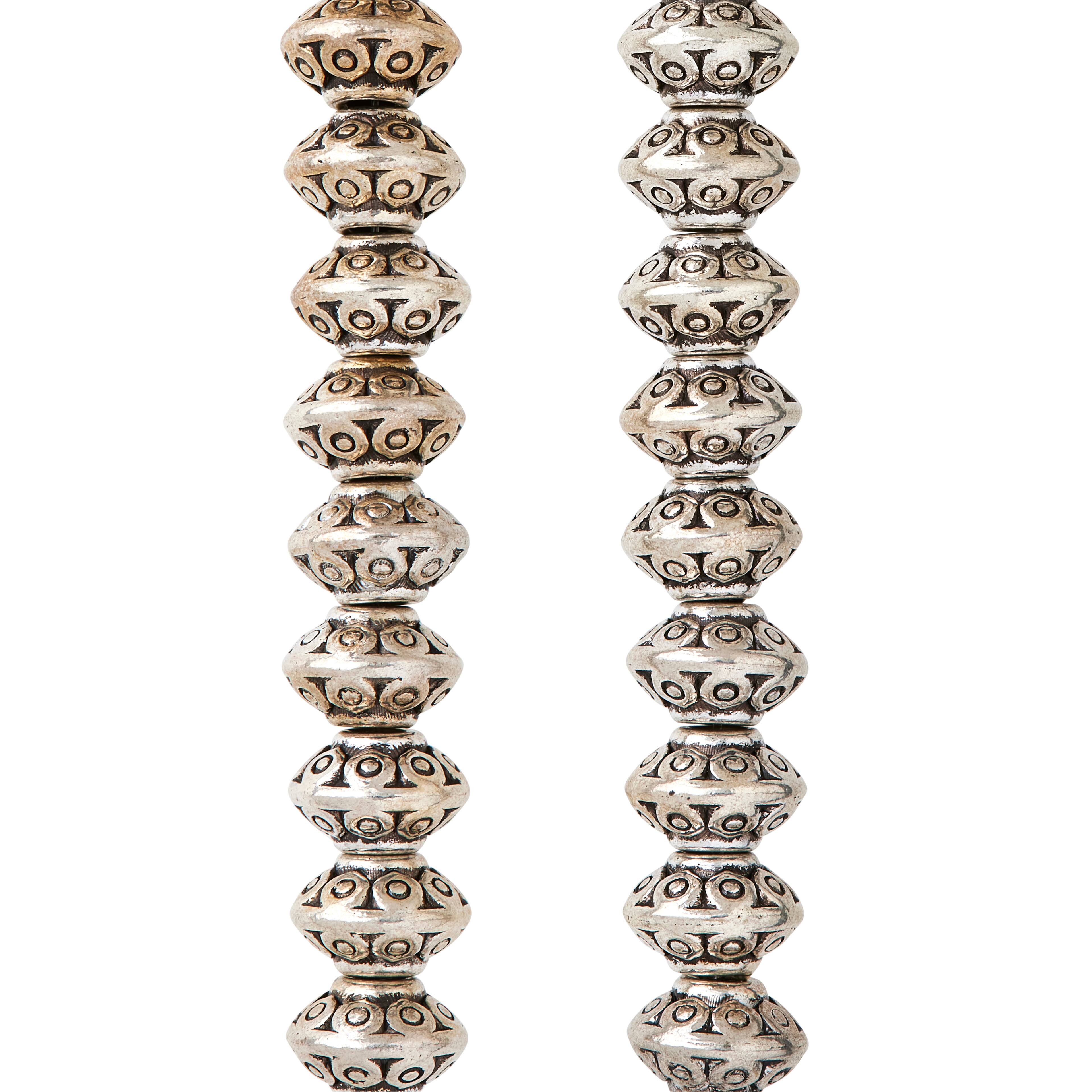 Bead Gallery Silver Plated Spotted Metal Rondelle Beads, 8mm