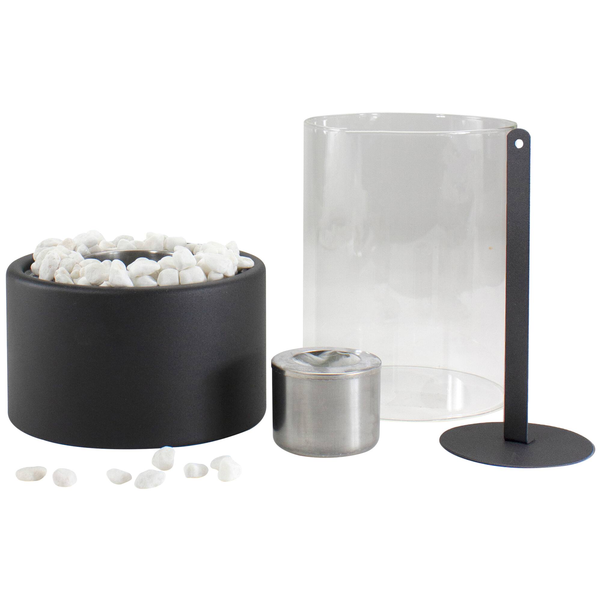 10.5&#x22; Bio Ethanol Round Portable Tabletop Fireplace with Black Base