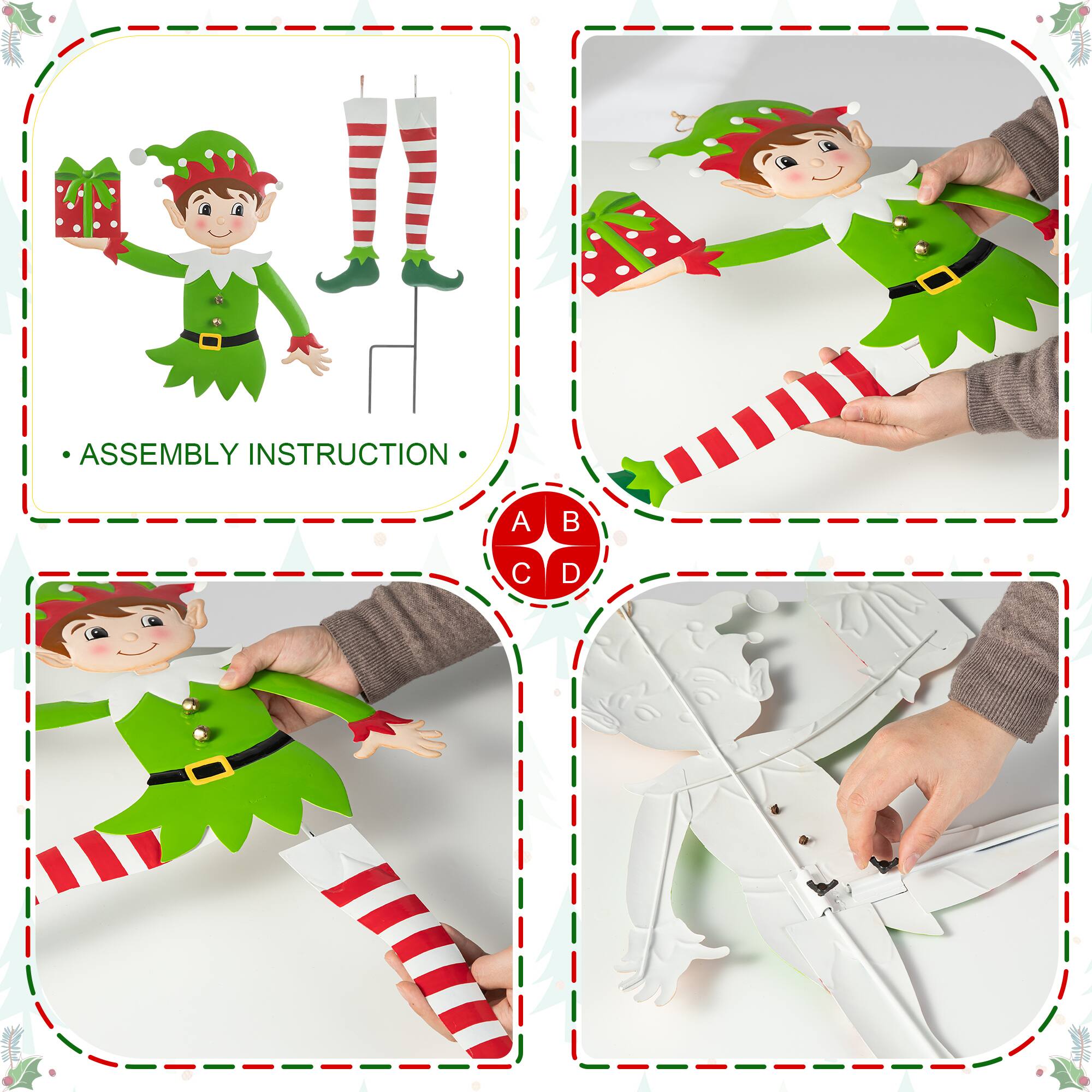 Glitzhome® 3ft. Metal Dancing Elf Yard Stake Set