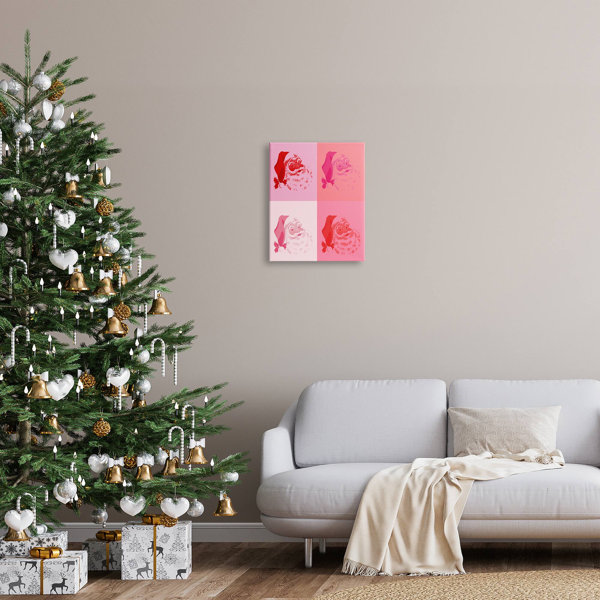 Stupell Industries Pop Style Pink Santa Claus Canvas Wall Art