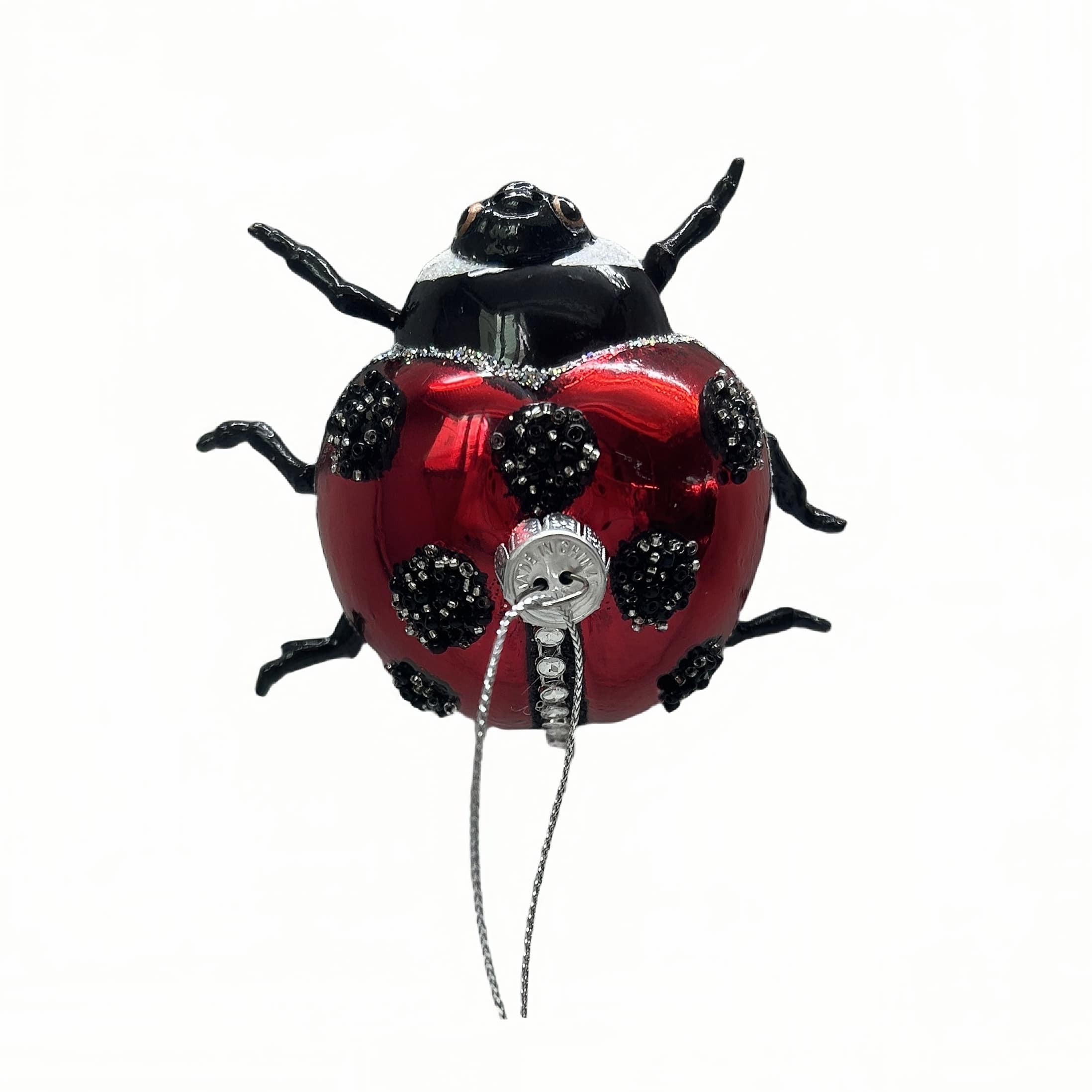 3.75&#x22; Red &#x26; Black Ladybug Glass Ornament by Ashland&#xAE;