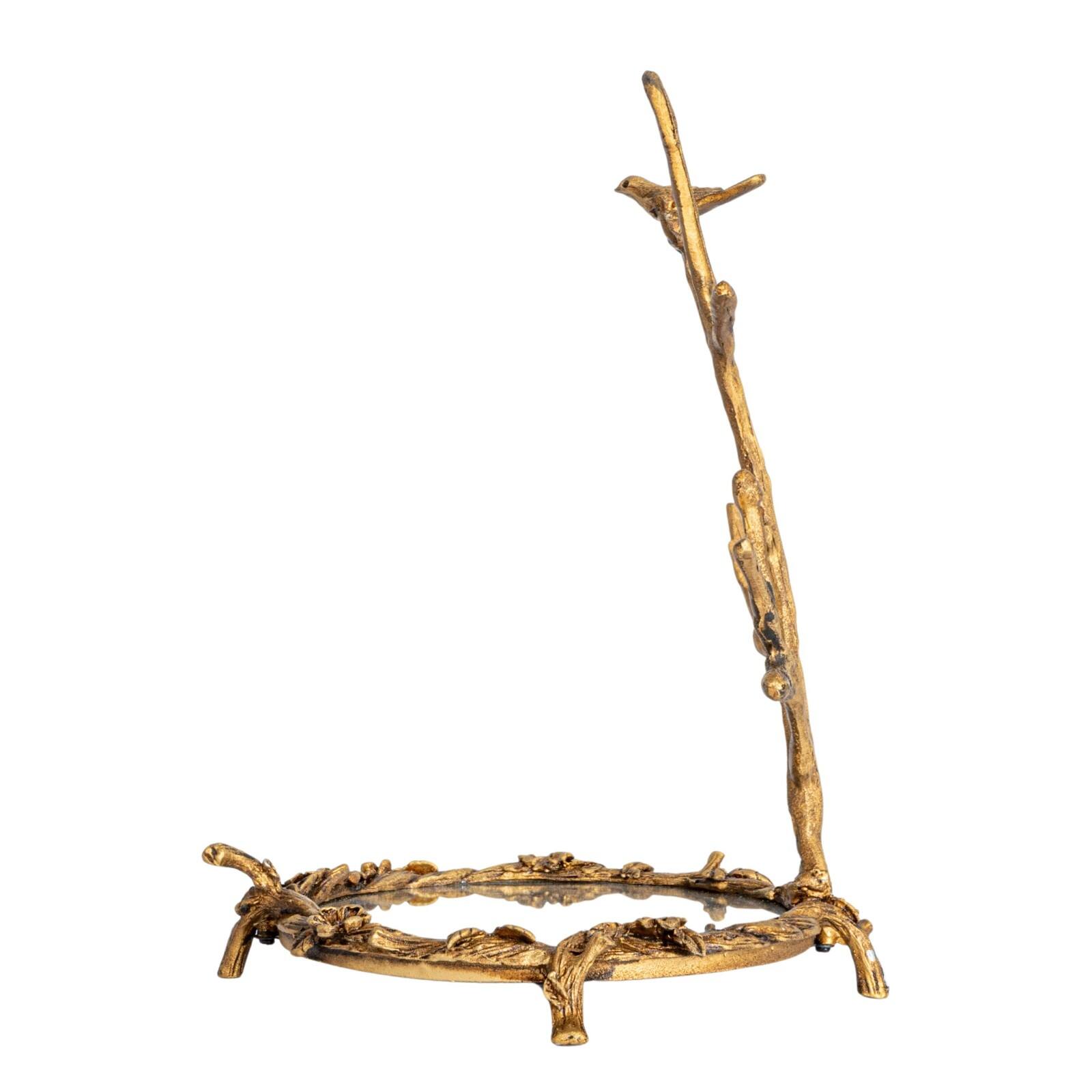 Hello Honey&#xAE; 8.25&#x22; Gold Antique Pewter Jewelry Holder with Bird Detail