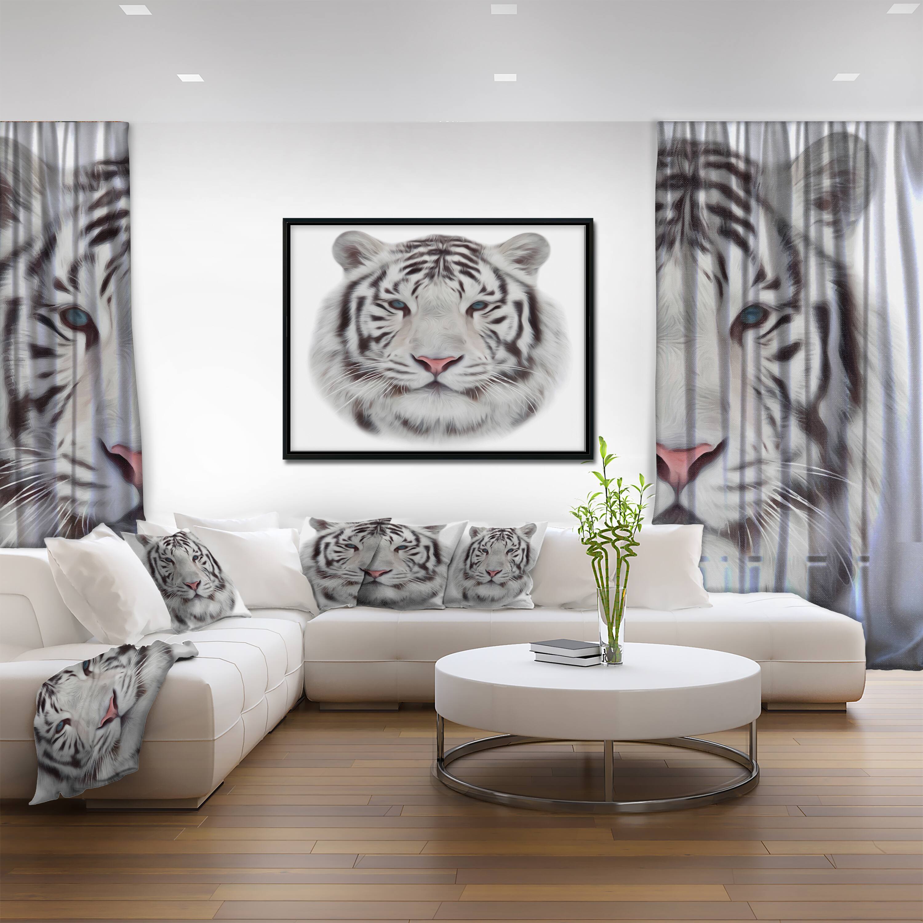 Designart - White Bengal Tiger - Animal Art On Canvas in Black Frame