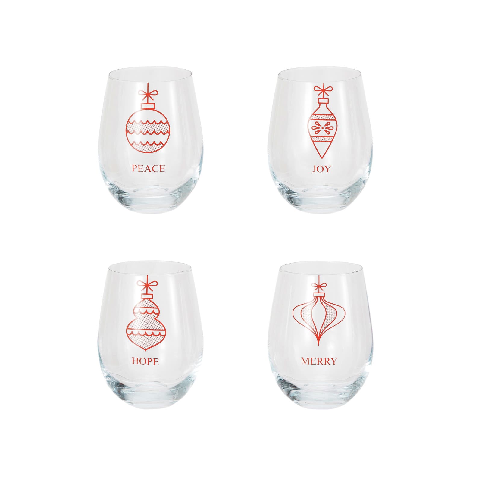 Hello Honey® 18oz. Ornament Stemless Wine Glass Set