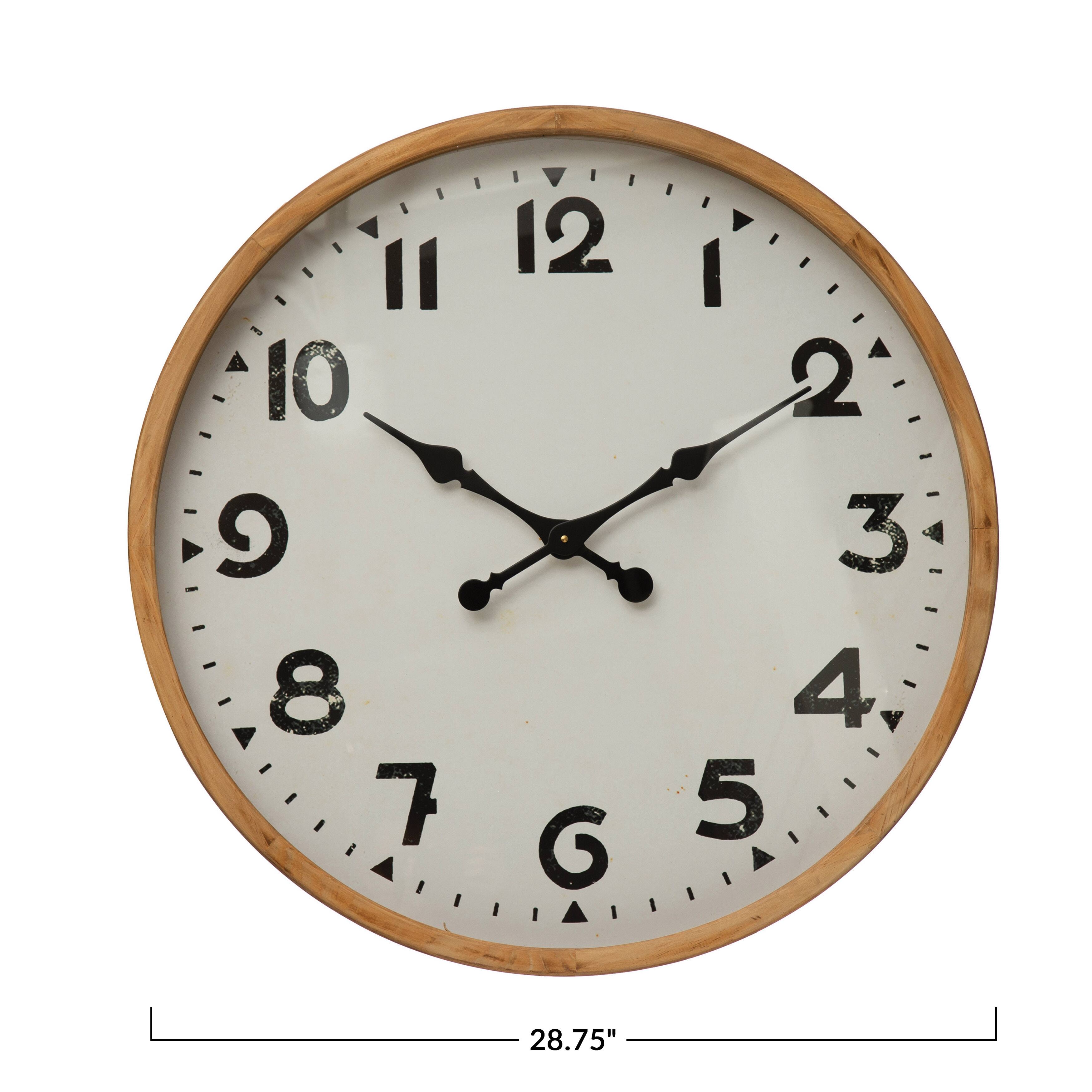 Hello Honey&#xAE; 29&#x22; Round Natural Wood and Metal Wall Clock