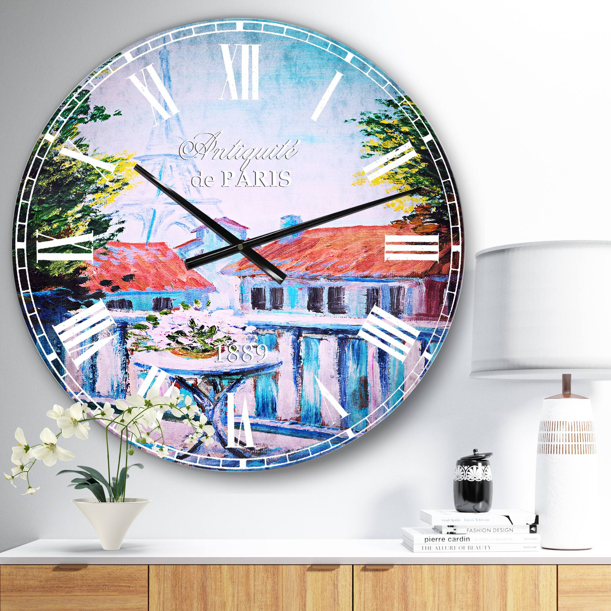 Designart 'Paris Eiffel Tower French Country Wall Clock