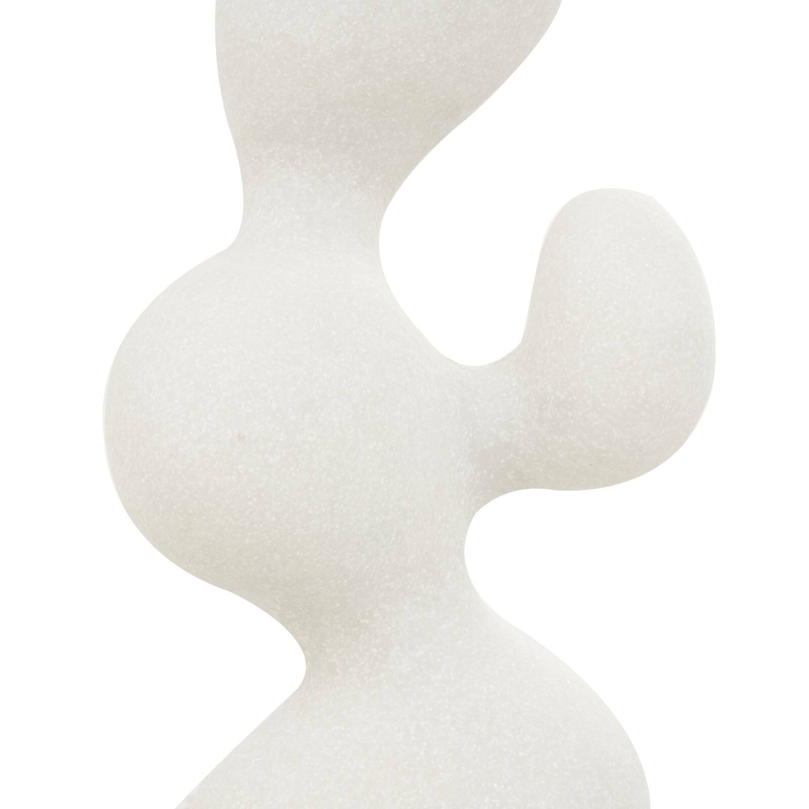 18" White Polystone Abstract Curved Shaped Sculpture Décor