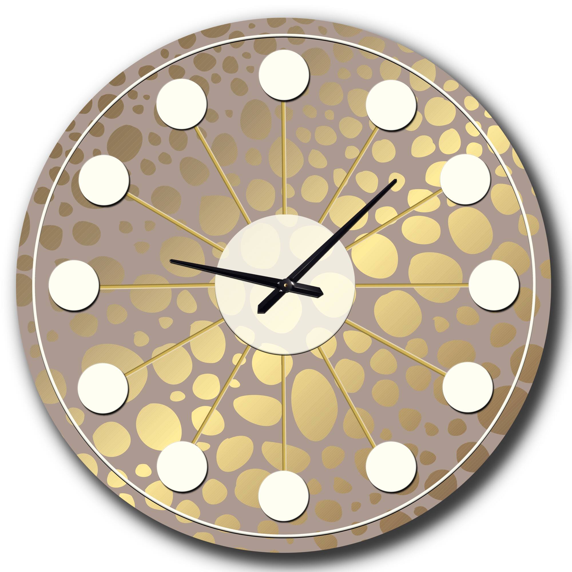 Designart &#x27;Golden Marble Design Iii Mid-Century Modern Wall Clock