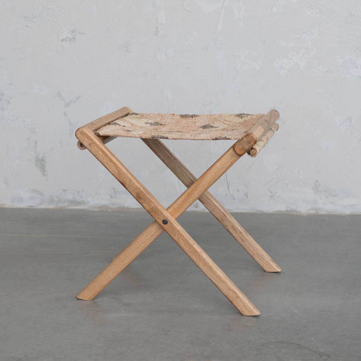 Hello Honey&#xAE; 20&#x22; Natural Brown Modern Collapsible Wood Folding Stool