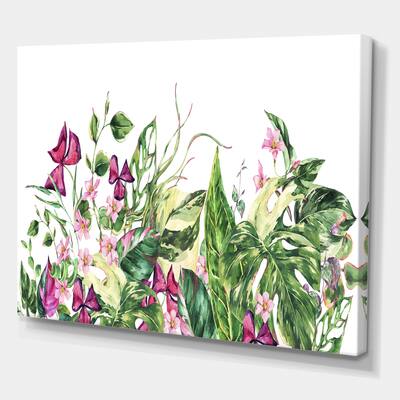 Designart - Vintage Floral Tropical Leaves I - Tropical Canvas Wall Art ...