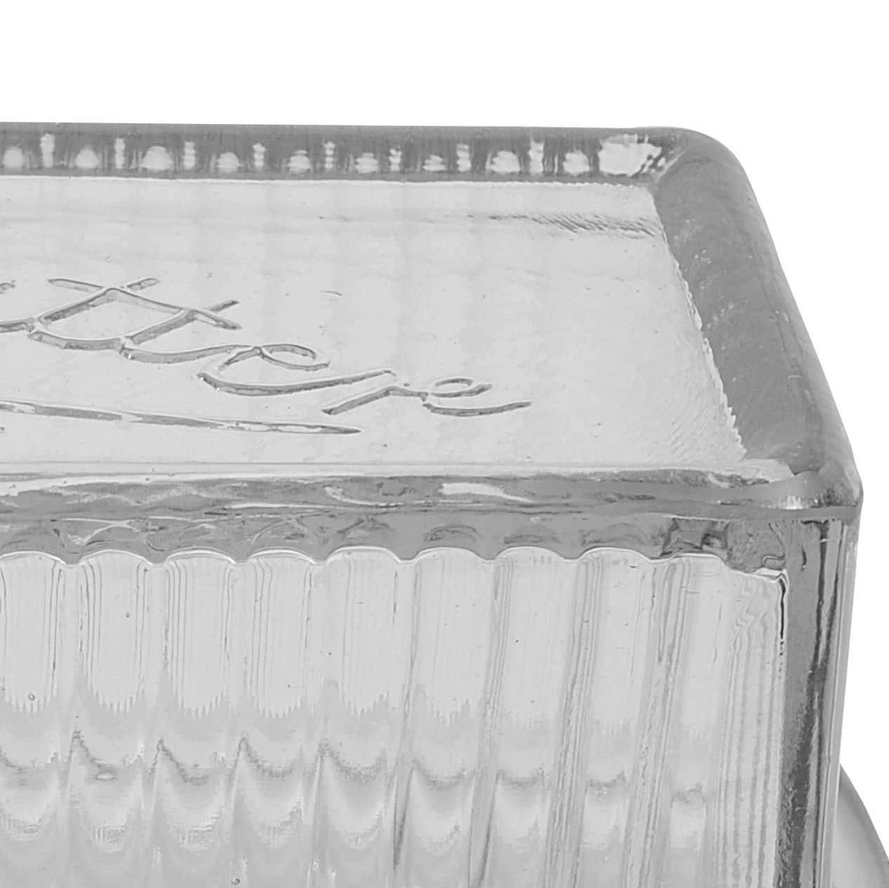 6.5&#x22; Clear Pressed Glass Butter Dish with Lid