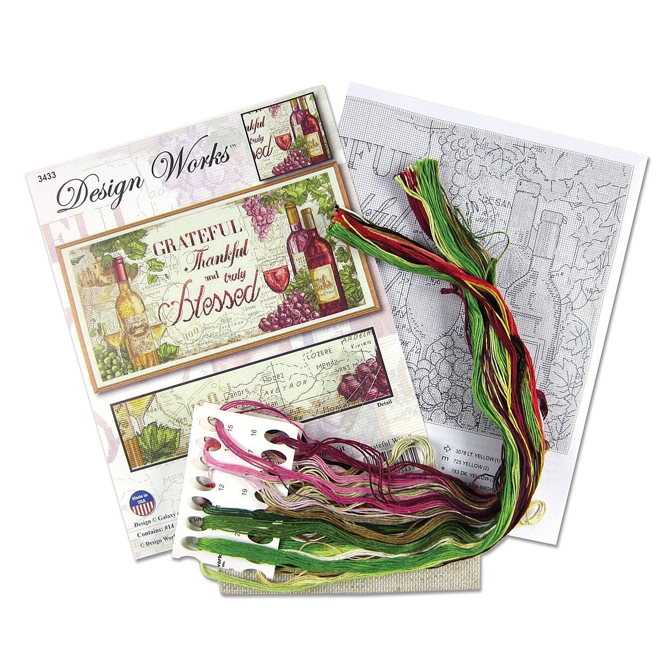 Design Works&#x2122; Grateful Wine Counted Cross Stitch Kit