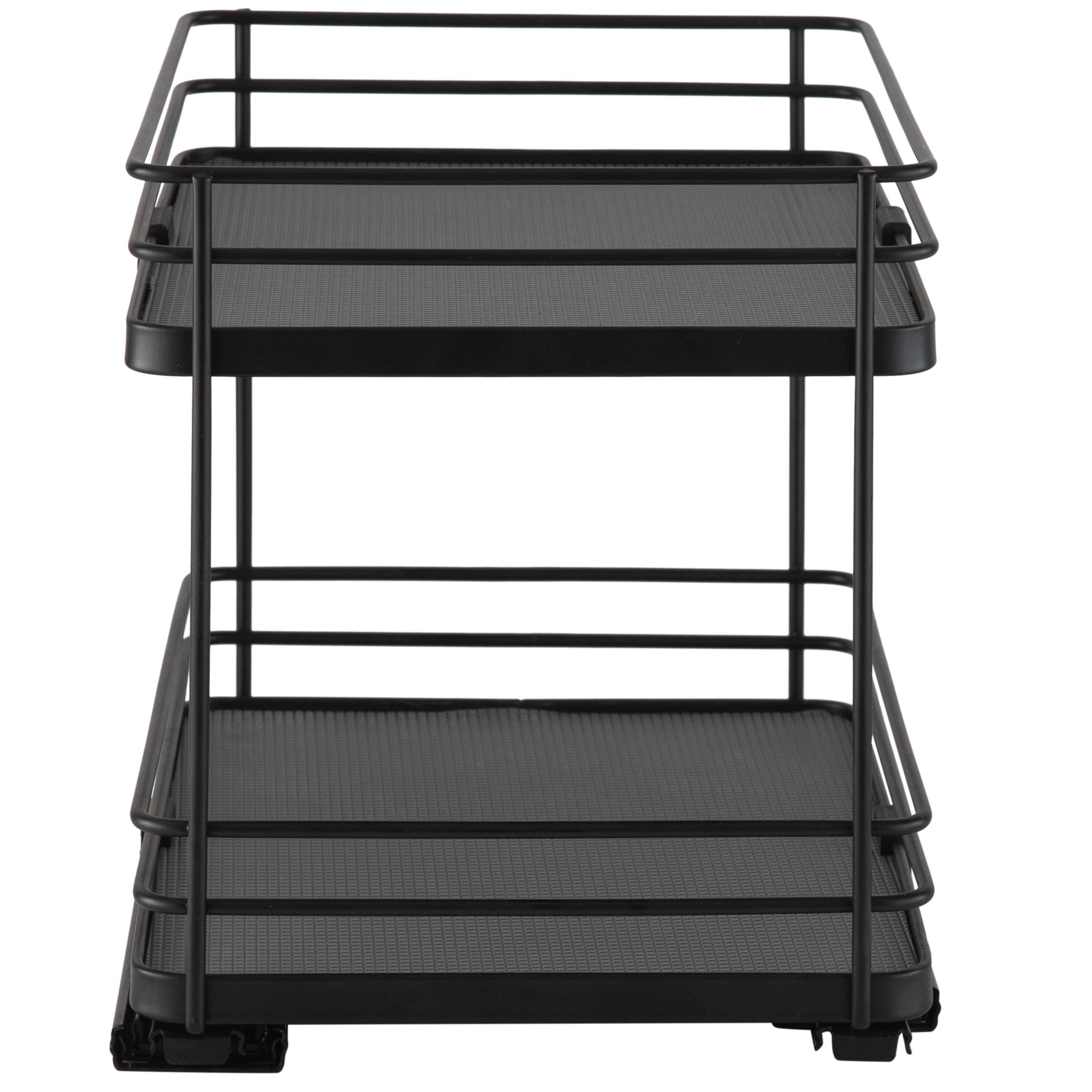 Organize It All Matte Black 2-Tier Slide Out Shelf Organizer