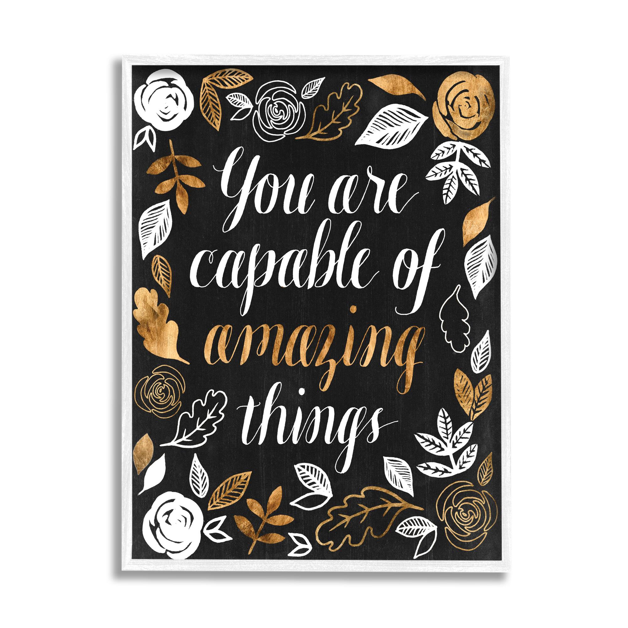 Stupell Industries Capable of Amazing Things Encouragement Autumn Floral in White Frame Wall Art