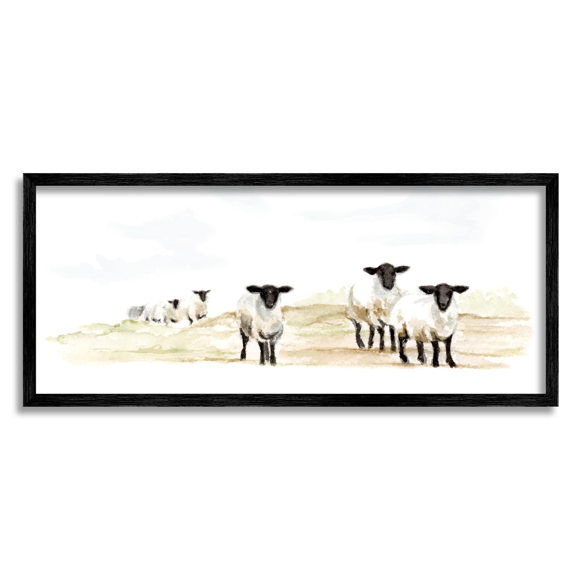 Stupell Industries Sheep Farm Flock Children's Nursery Watercolor Painting Framed Wall Art