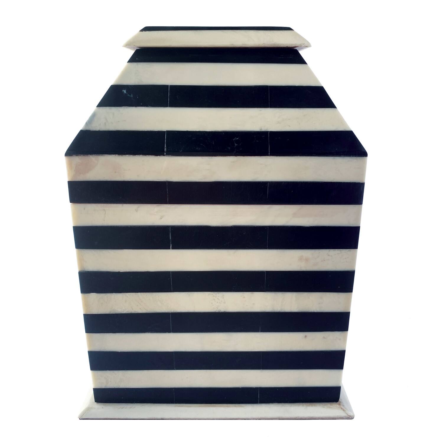 Hello Honey® 9" Black & Cream Striped Reclaimed Wood Box