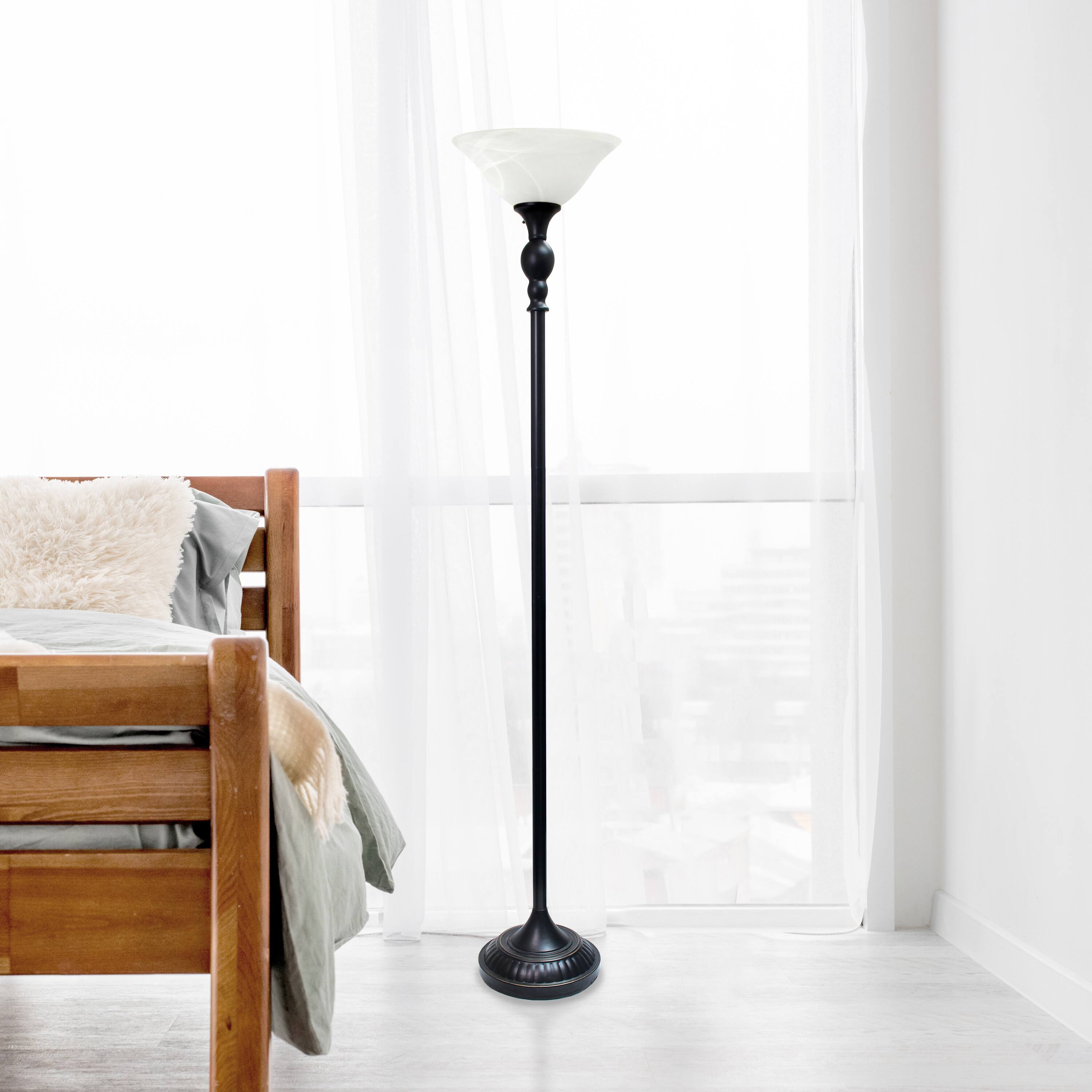 Lalia Home 6ft. Torchiere Floor Lamp with Marbleized Shade