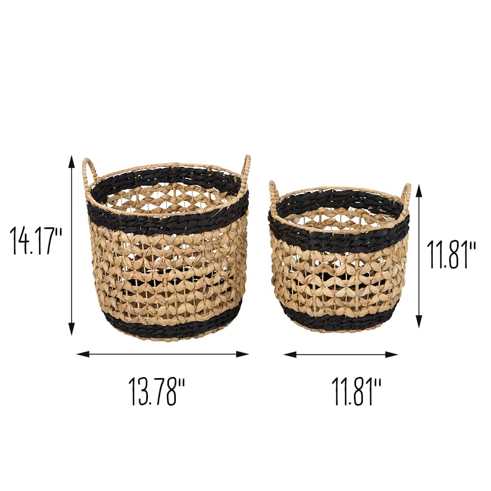 Honey Can Do Black & Brown Round Woven Decorative Nesting Basket Set